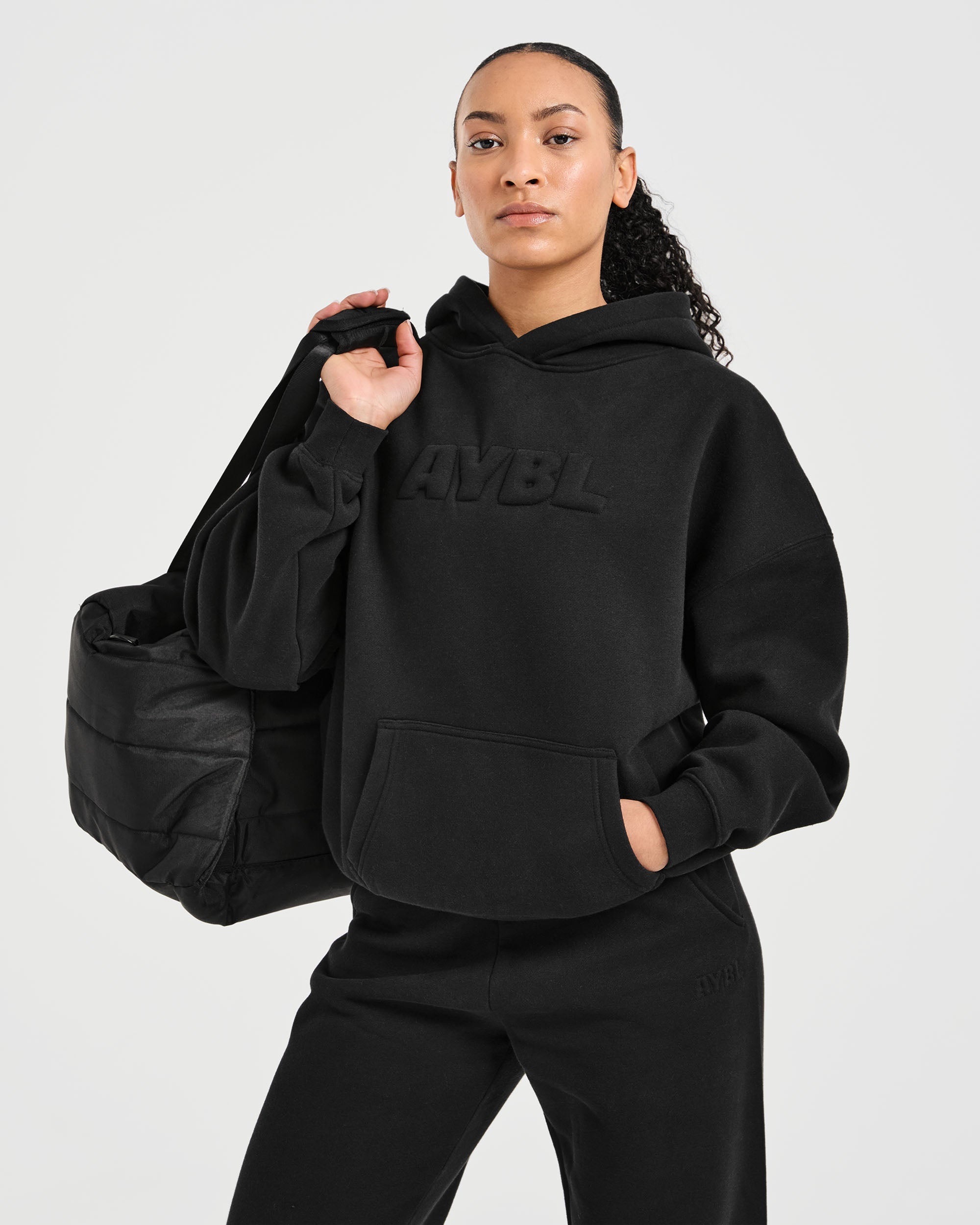 Classic Plush Oversized Hoodie - Schwarz