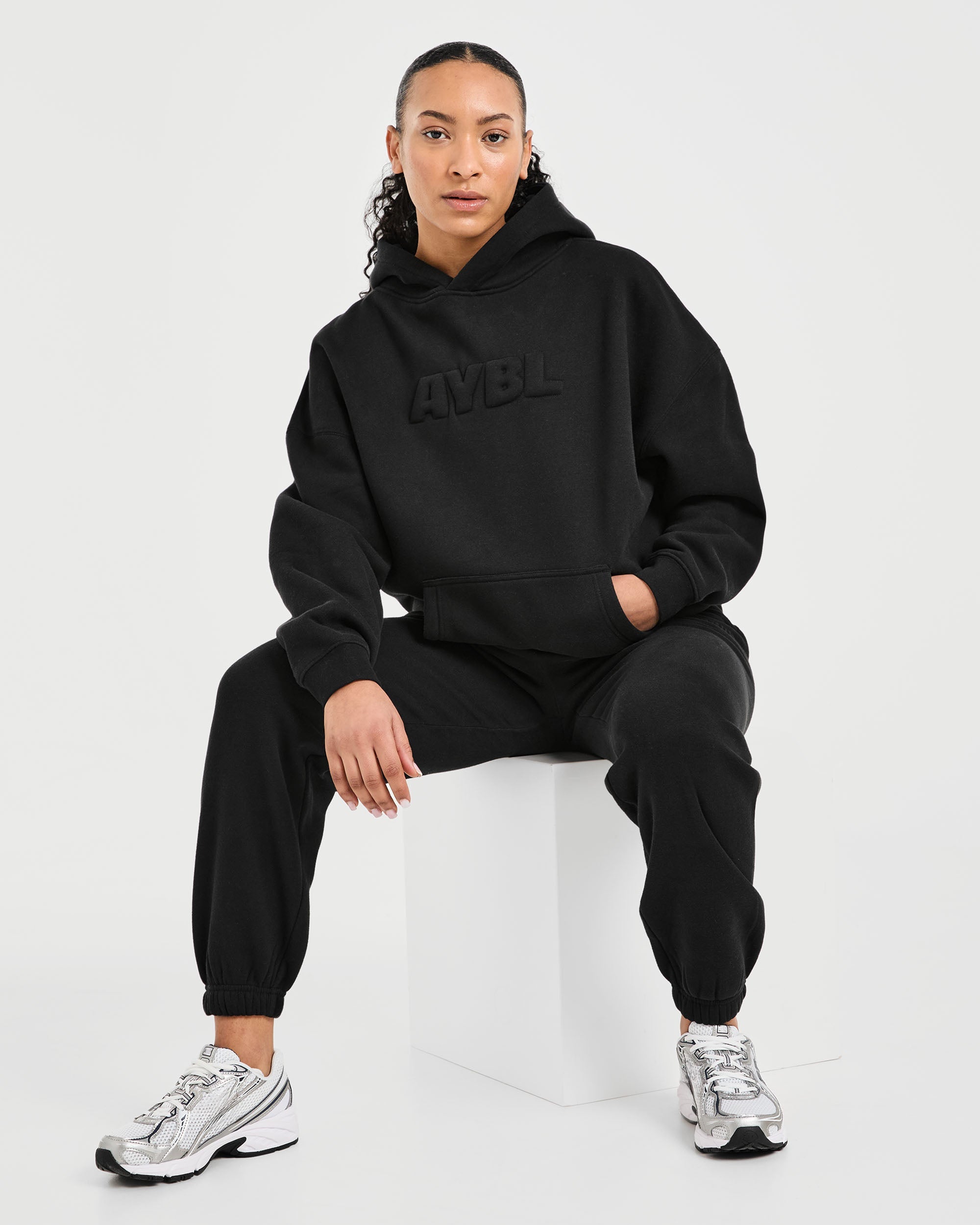 Classic Plush Oversized Hoodie - Schwarz