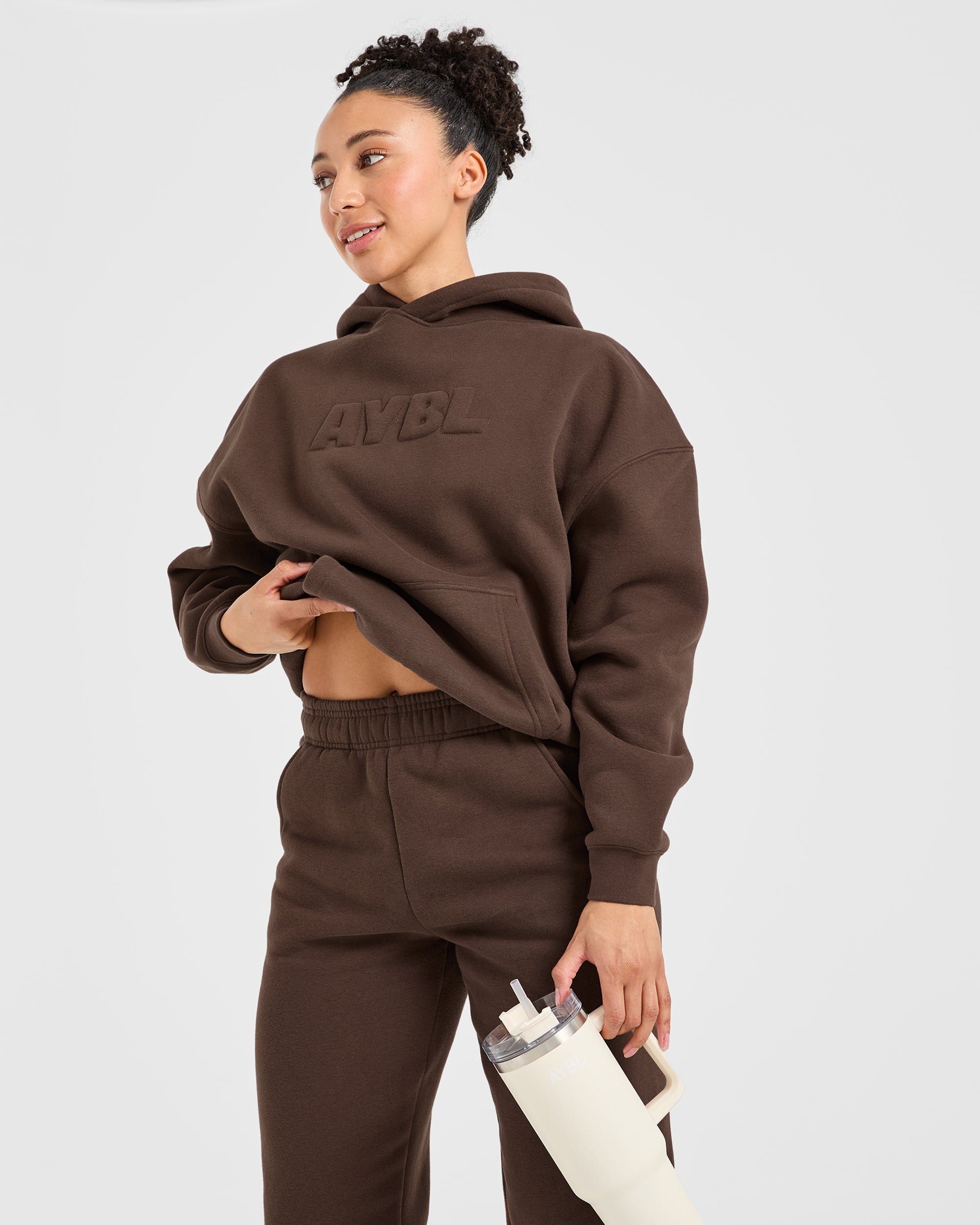 Classic Plush Oversized Hoodie - Braun