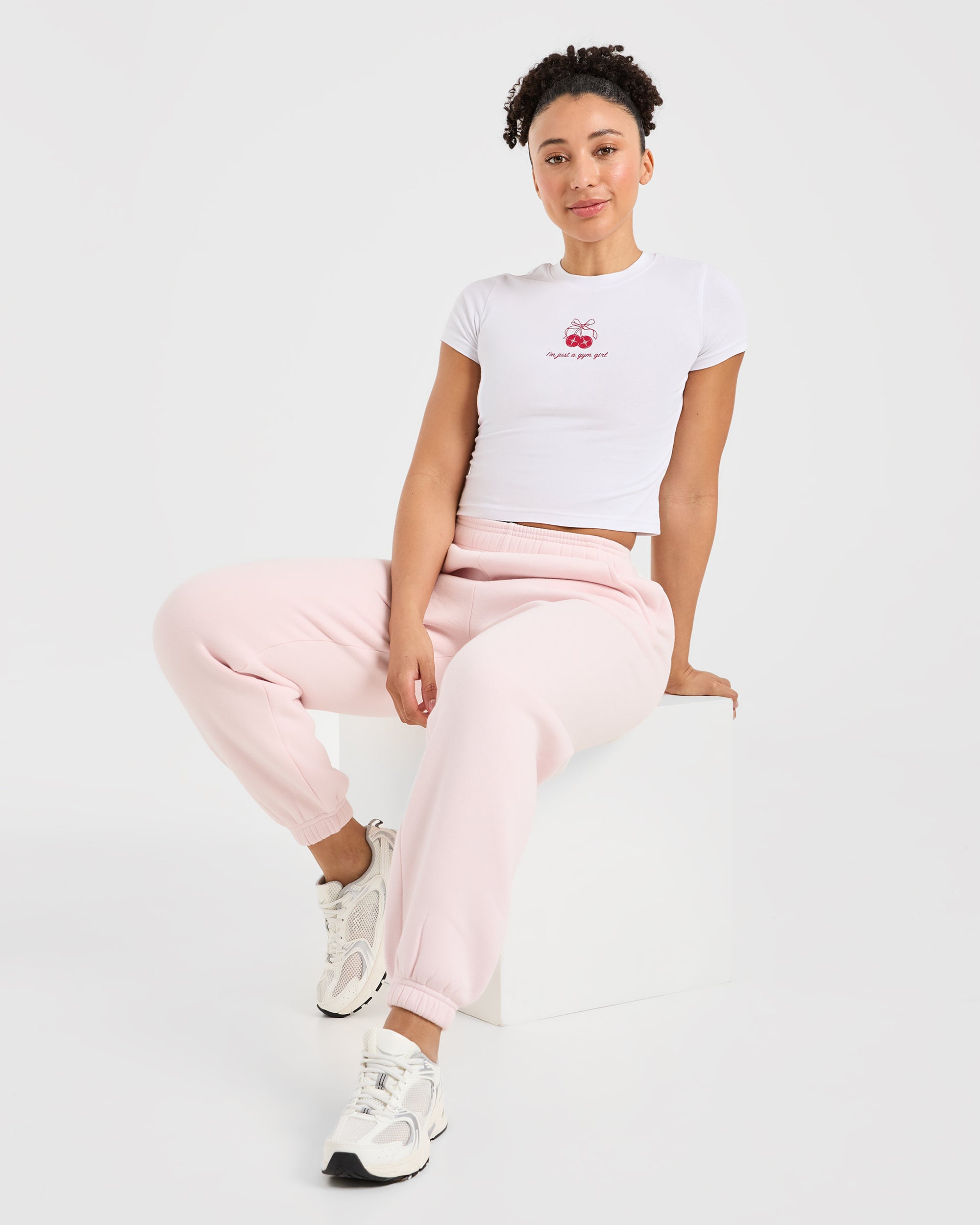 Image 8 from Just a Gym Girl Baby Tee - White/Red