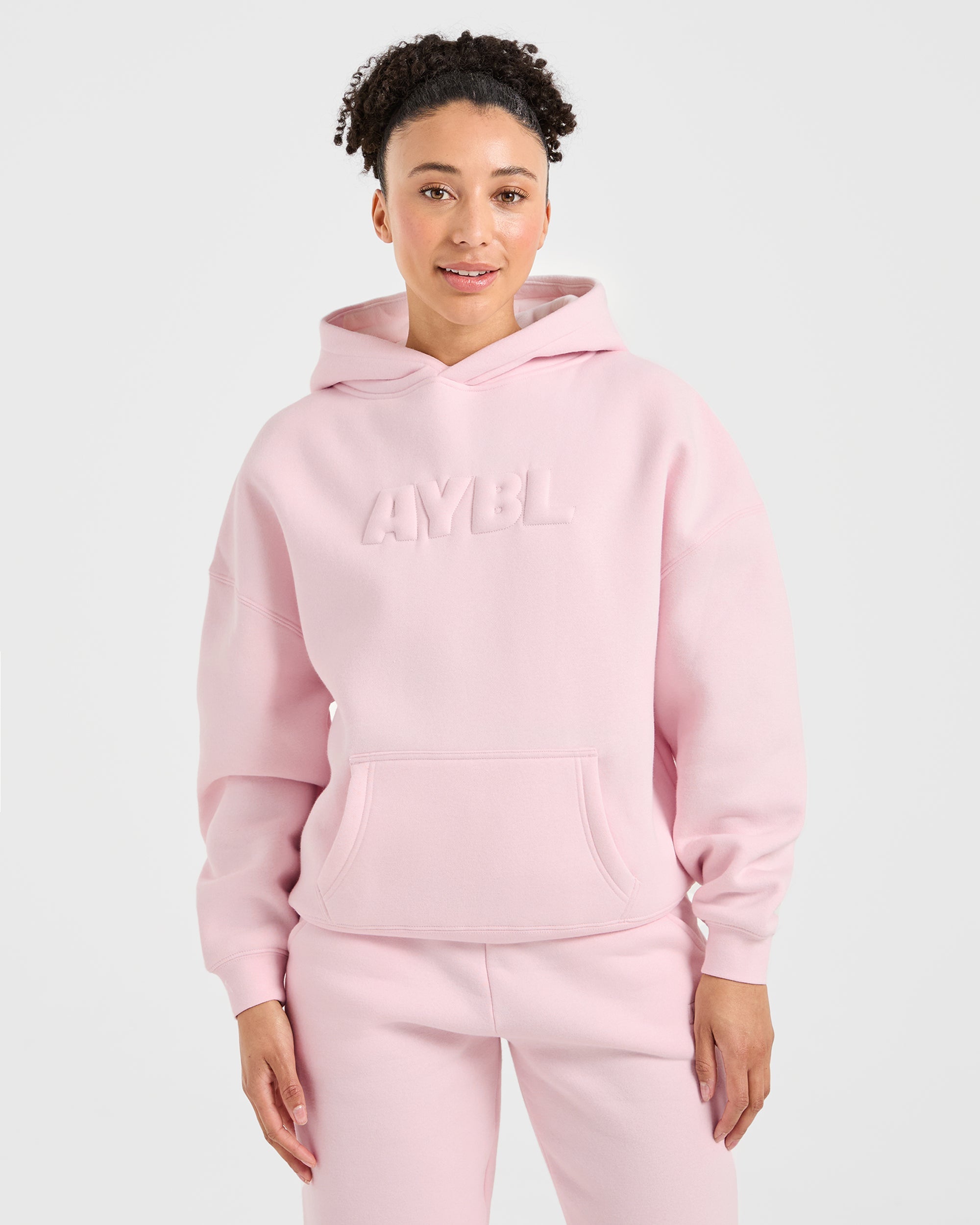 Classic Plush Oversized Hoodie - Pastel Rosa