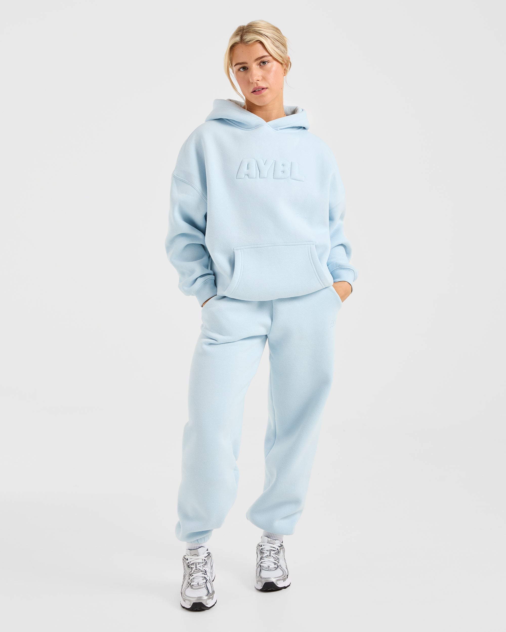 Classic Plush Oversized Hoodie - Pastel Blau