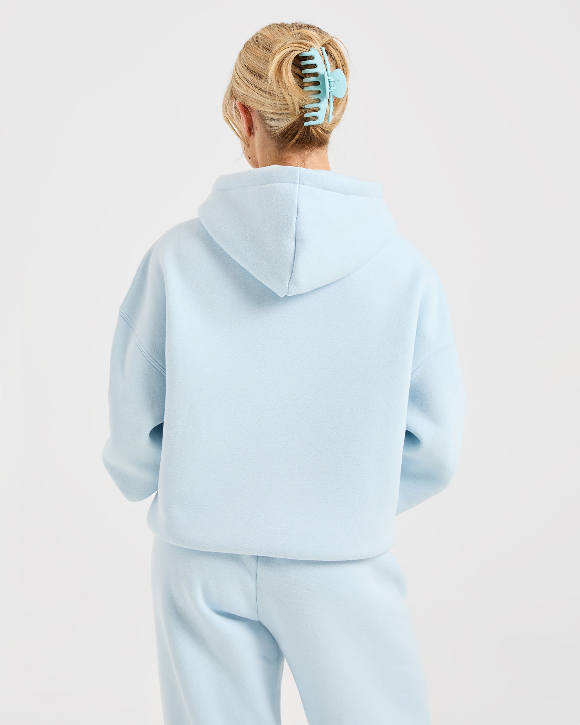 Classic Plush Oversized Hoodie - Pastel Blau