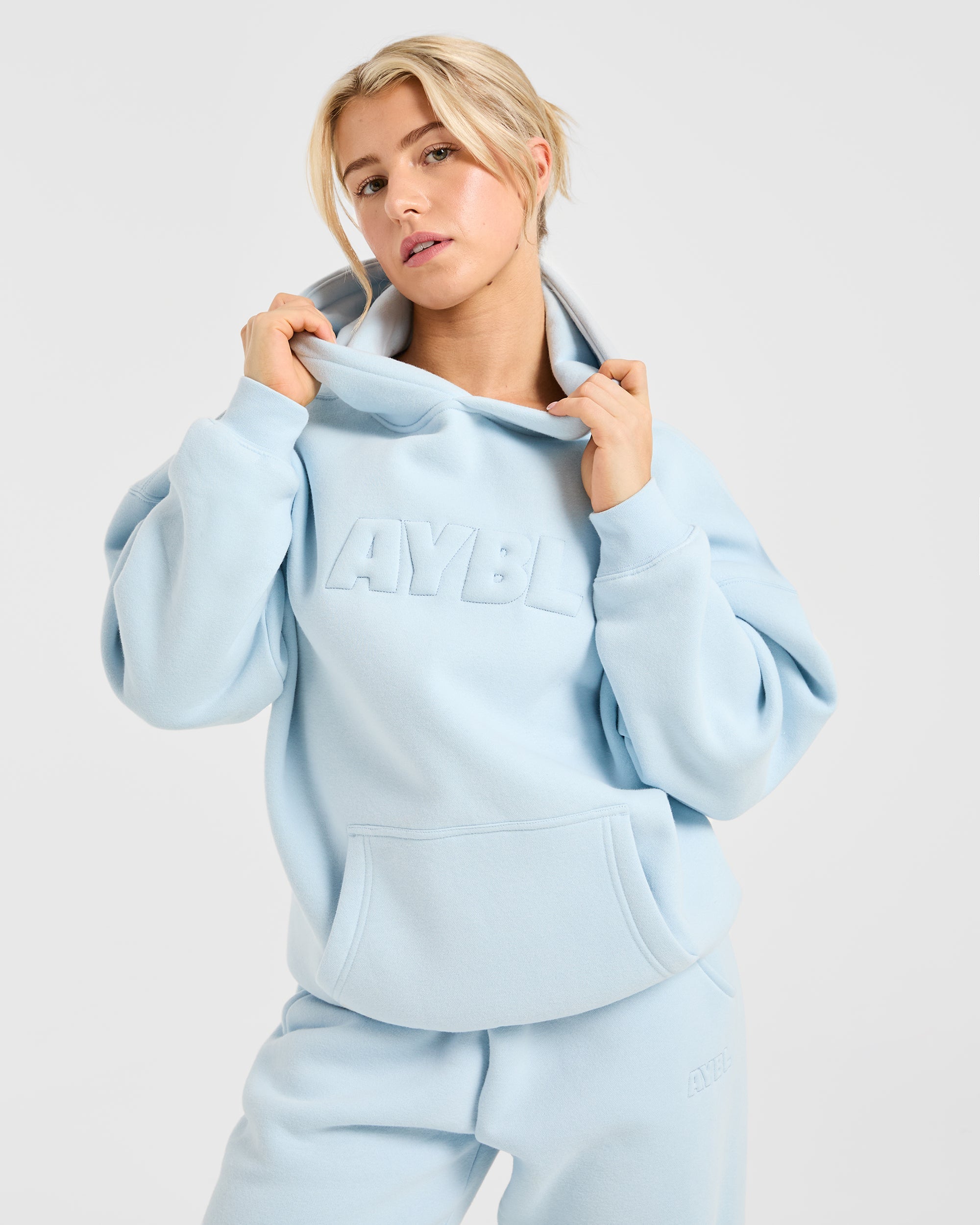 Classic Plush Oversized Hoodie - Pastel Blau