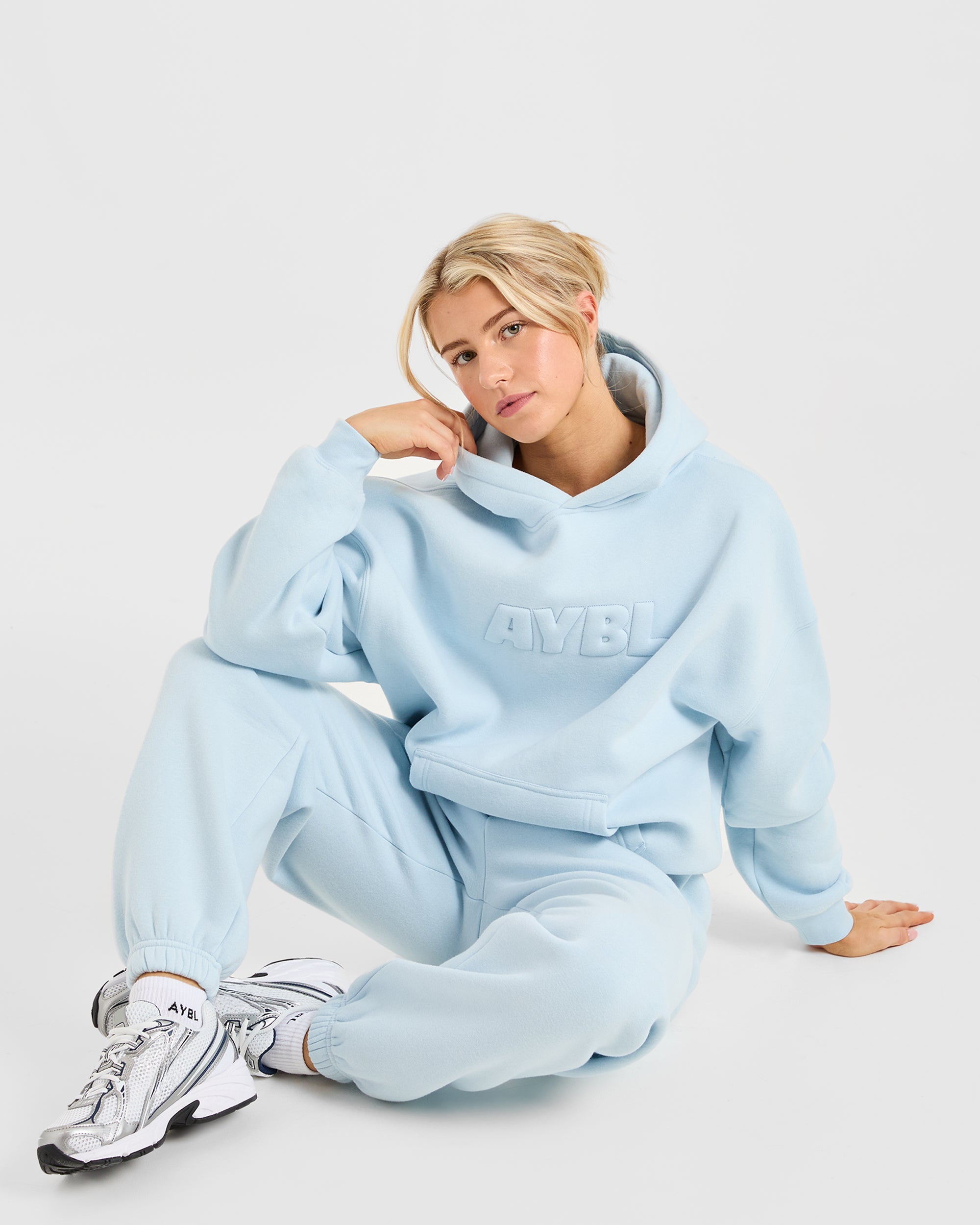 Classic Plush Oversized Hoodie - Pastel Blau