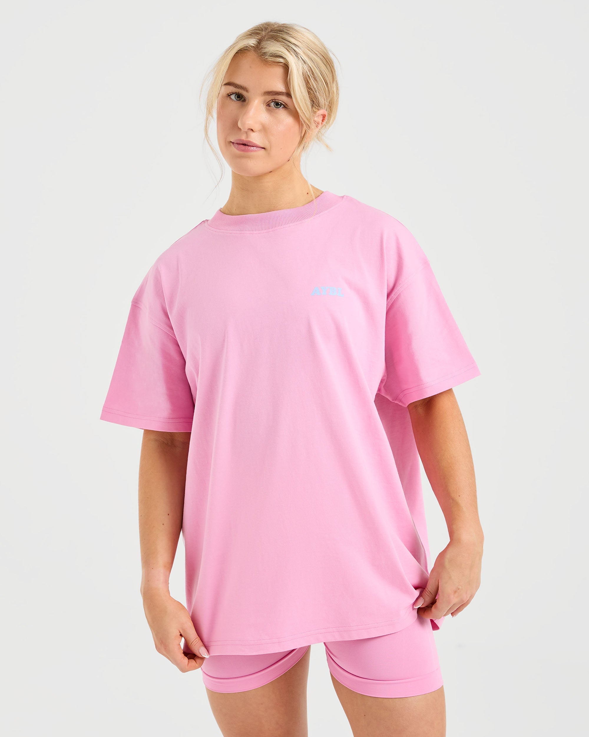 Sports Club Wavy Oversized T Shirt - Baby Rosa