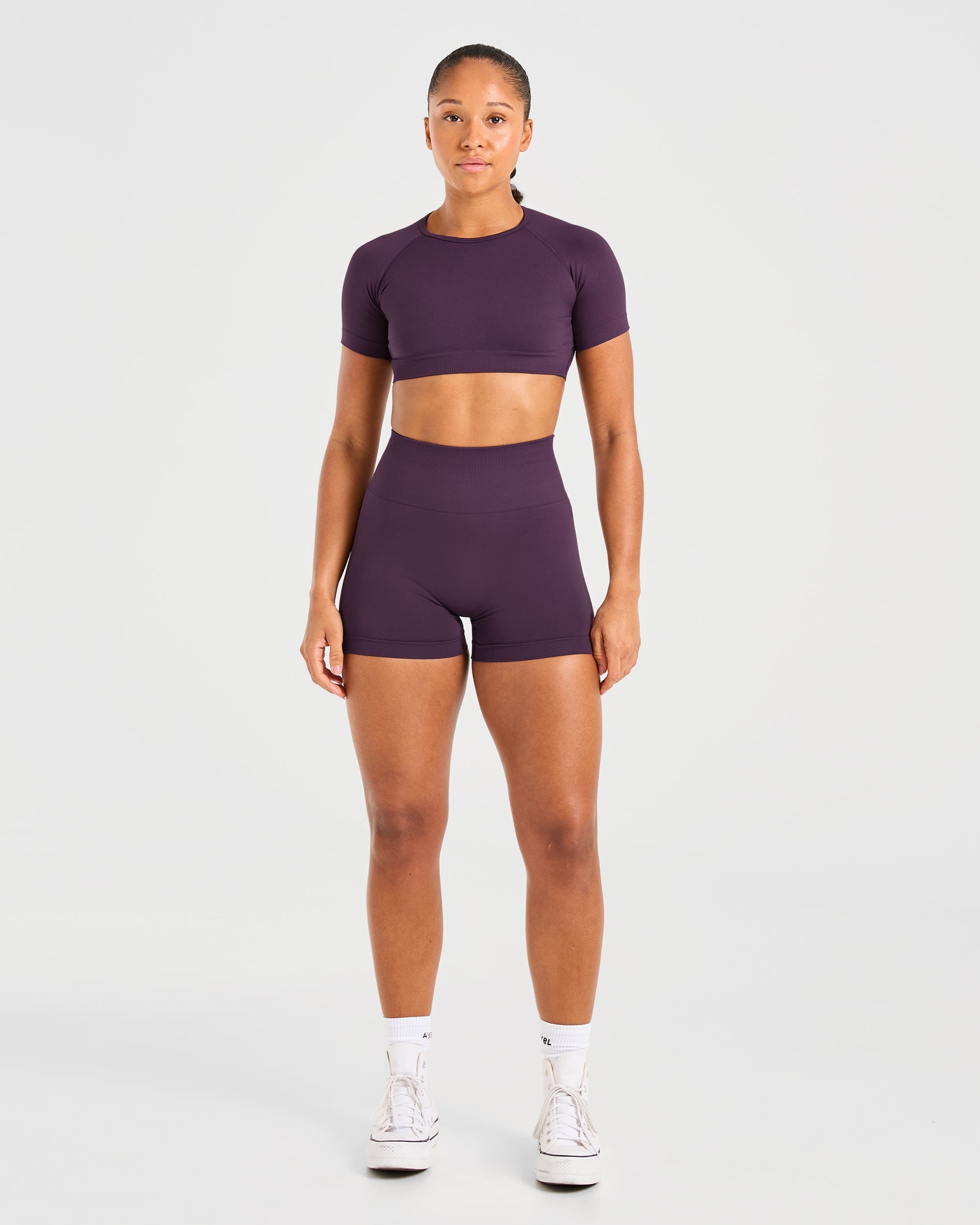 Power Seamless Crop Top - Grape Wine