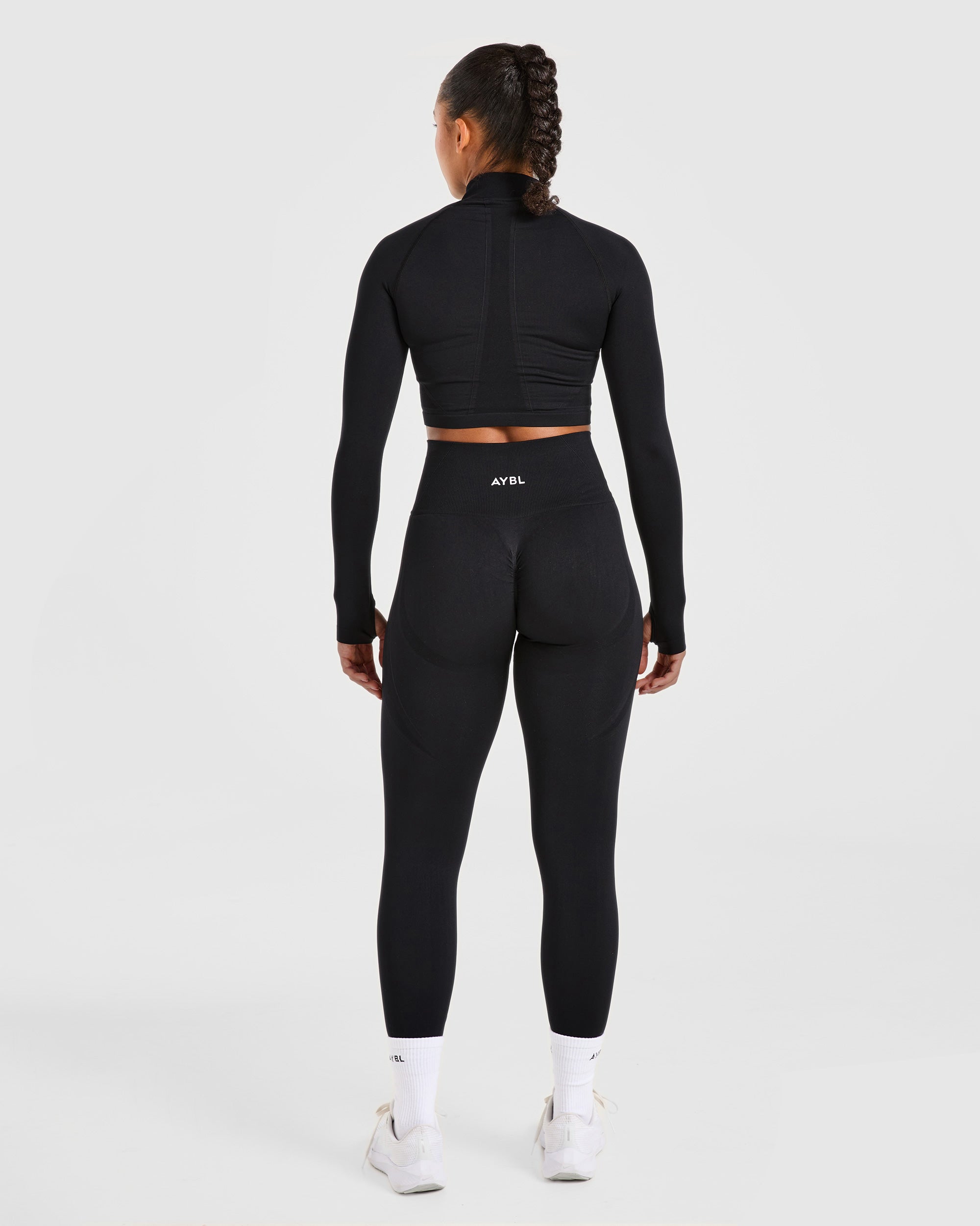 Empower Seamless Crop Zip Jacket - Schwarz