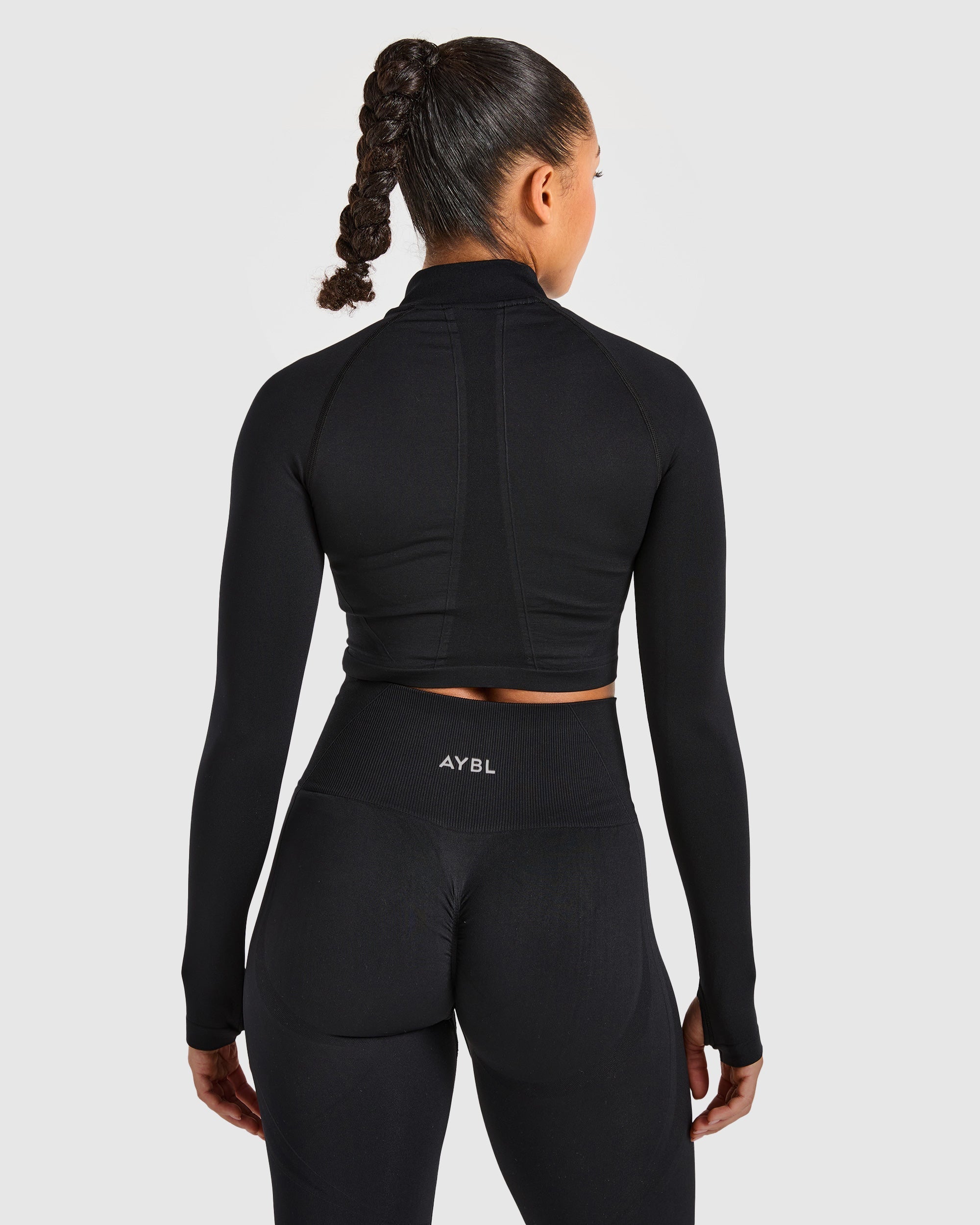 Empower Seamless Crop Zip Jacket - Schwarz