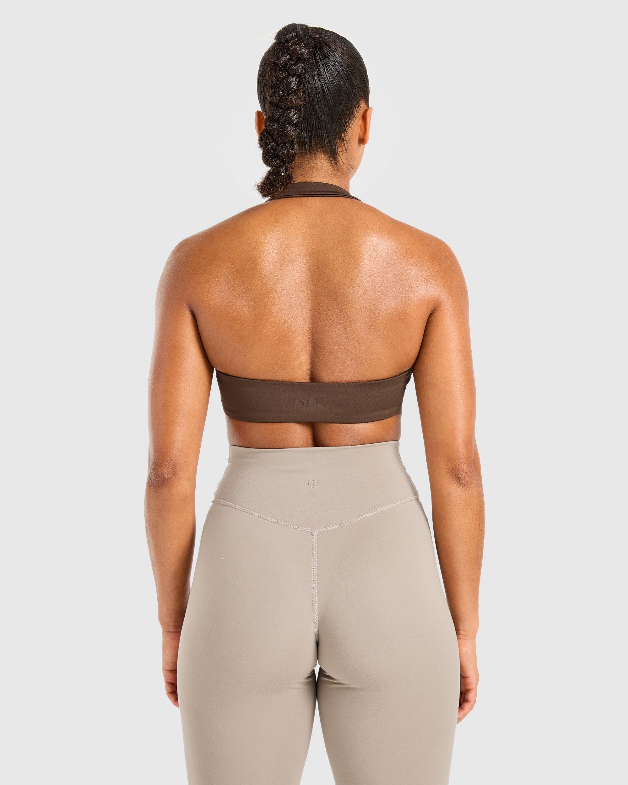 Essential Halterneck Sports Bra - Deep Cocoa Braun