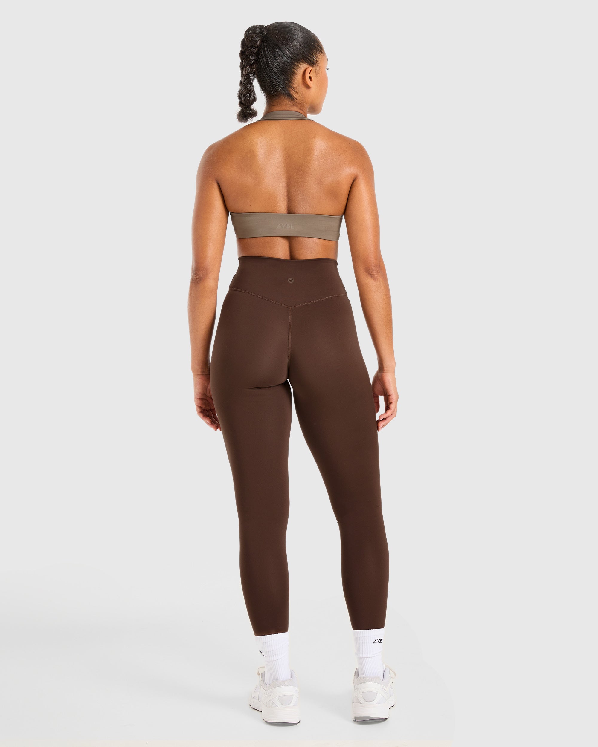 Essential Halterneck Sports Bra - Mocha Braun