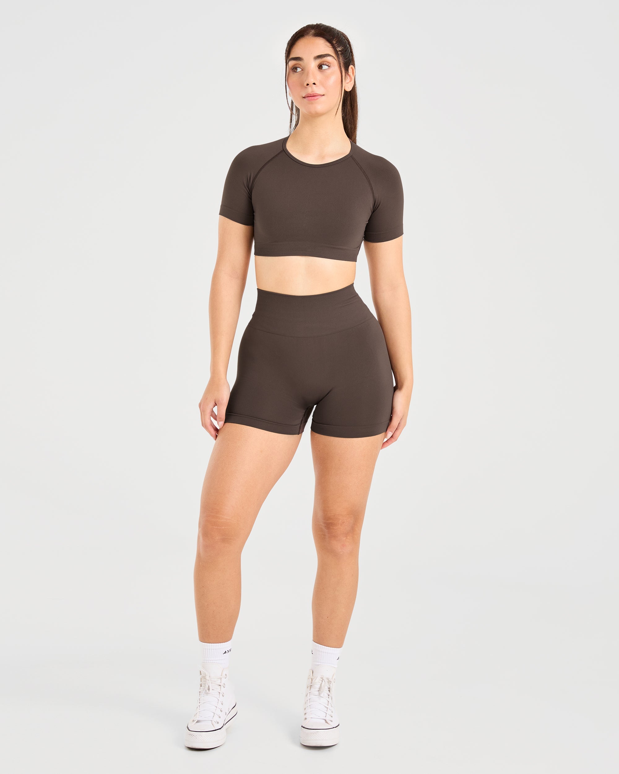 Power Seamless Crop Top - Chestnut Braun