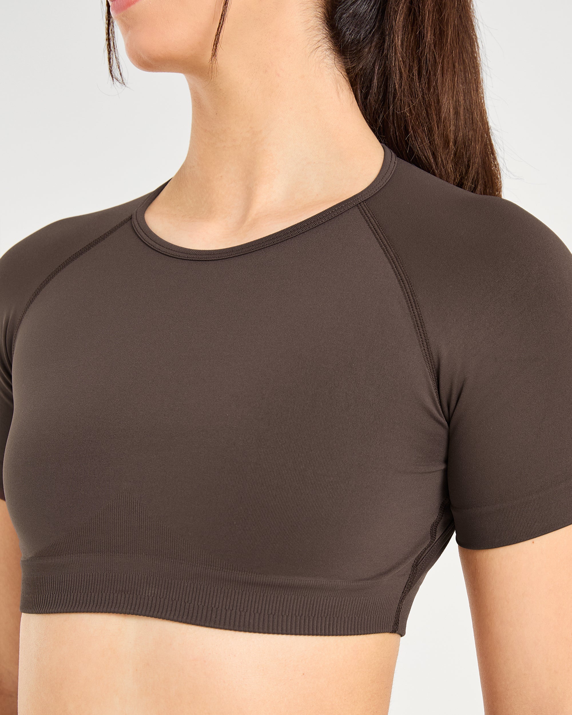 Power Seamless Crop Top - Chestnut Braun