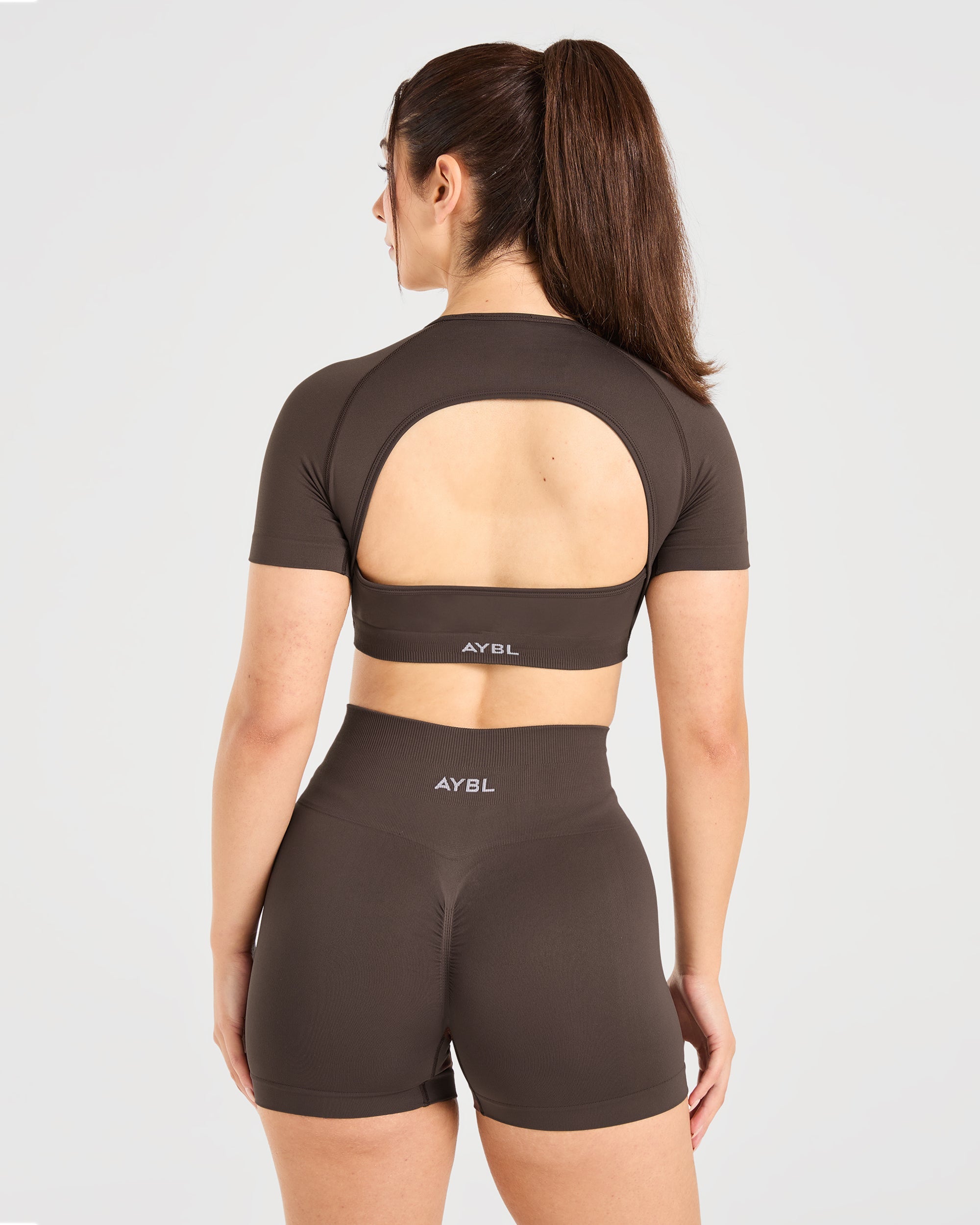 Power Seamless Crop Top - Chestnut Braun