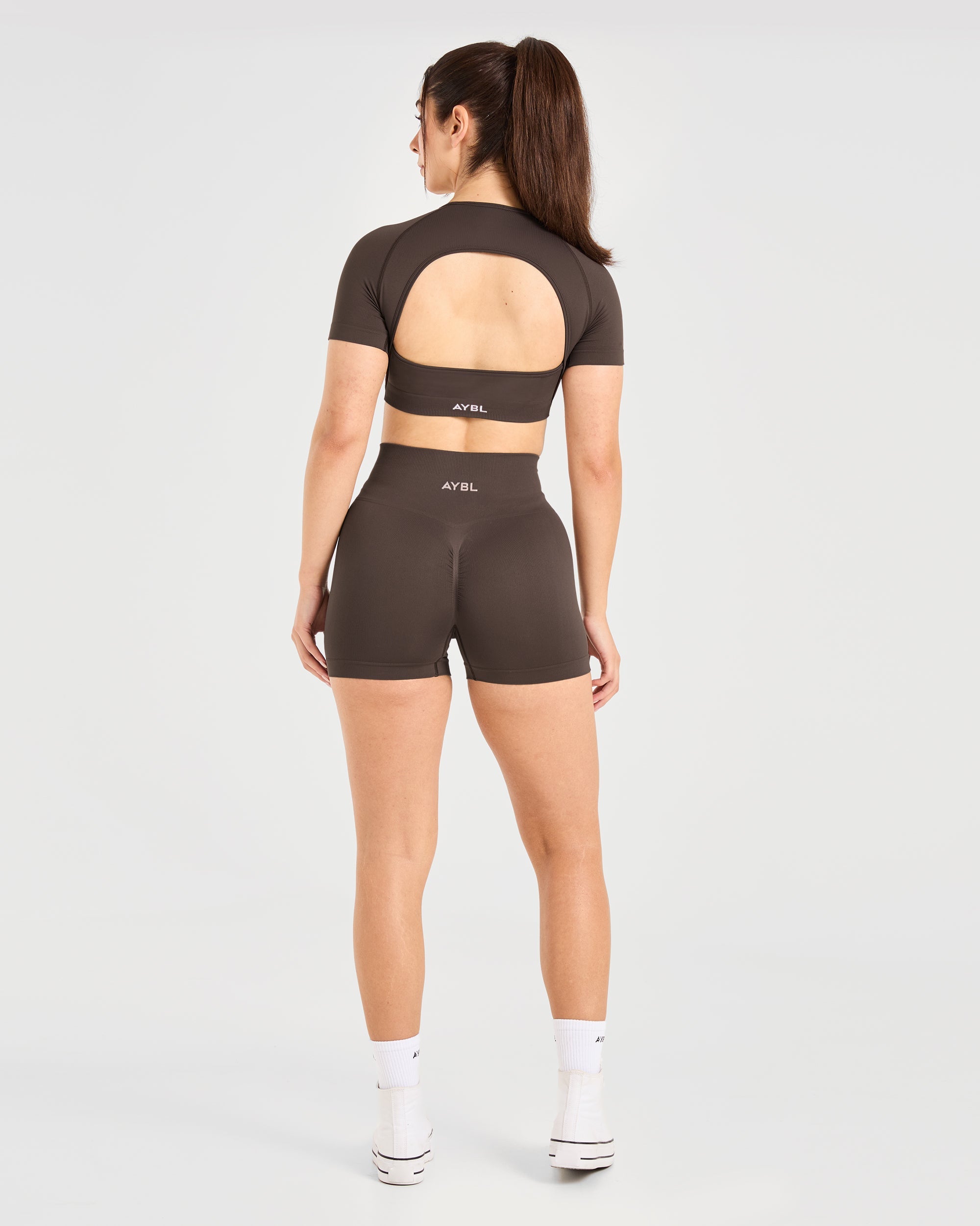 Power Seamless Crop Top - Chestnut Braun