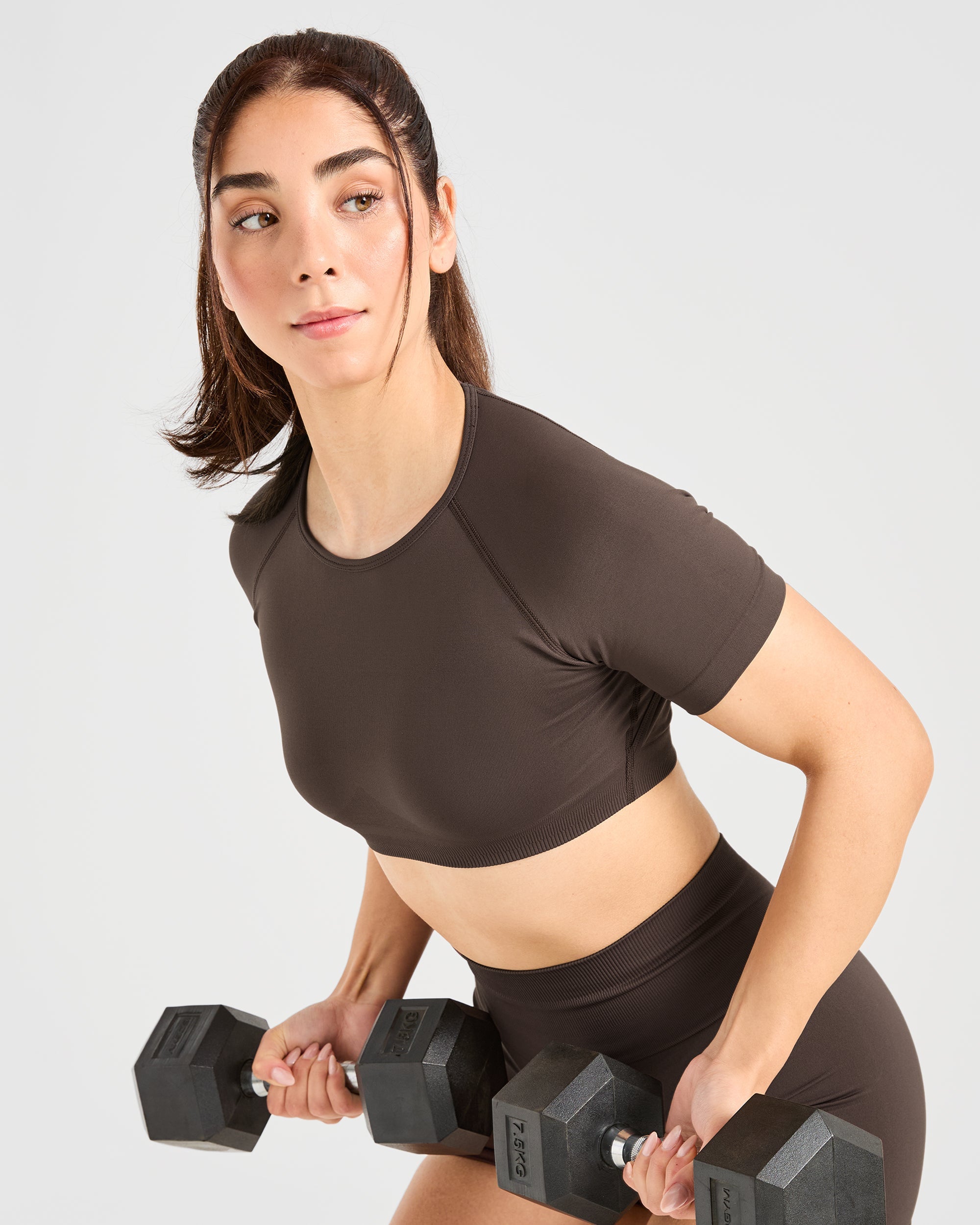 Power Seamless Crop Top - Chestnut Braun