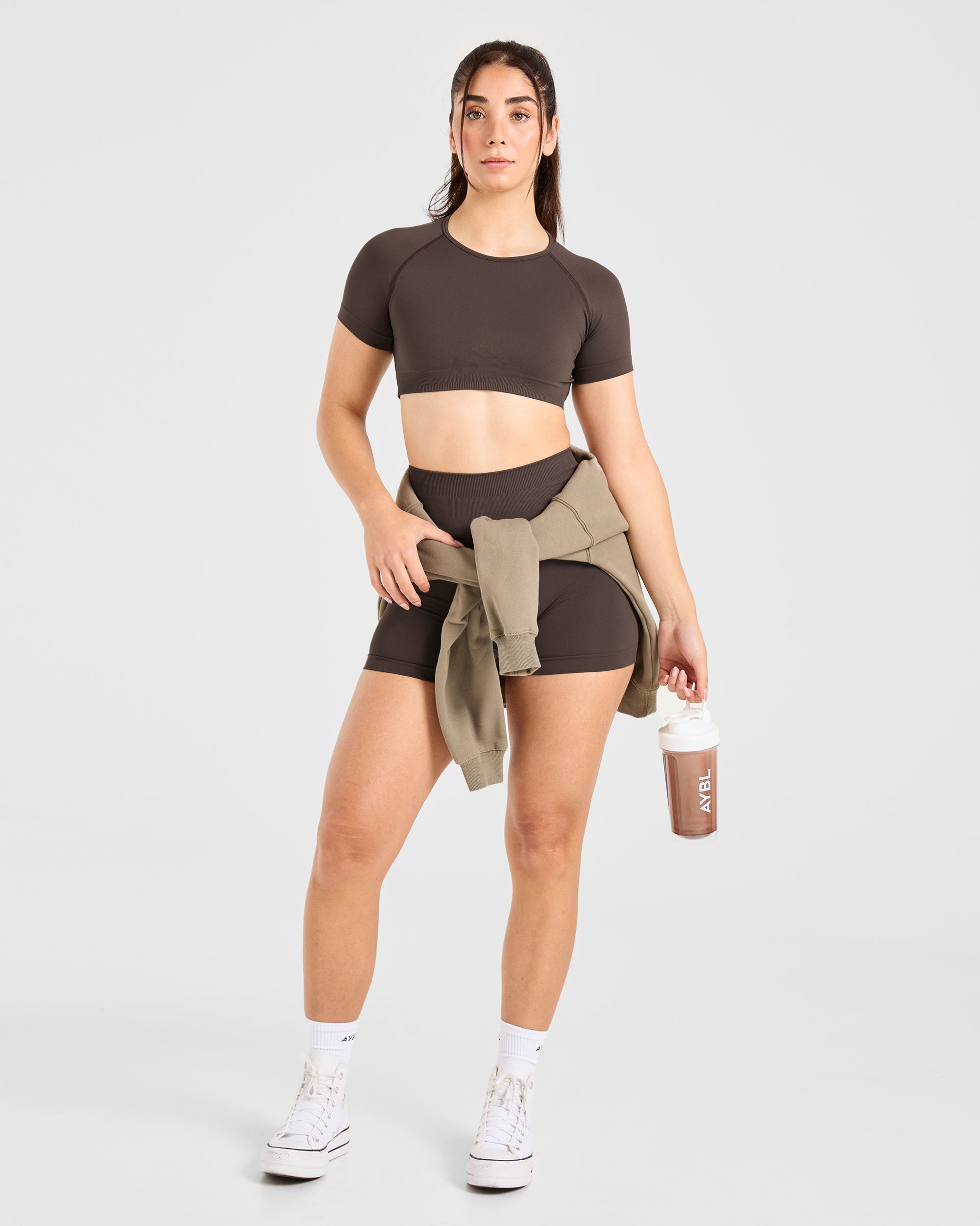 Power Seamless Crop Top - Chestnut Braun