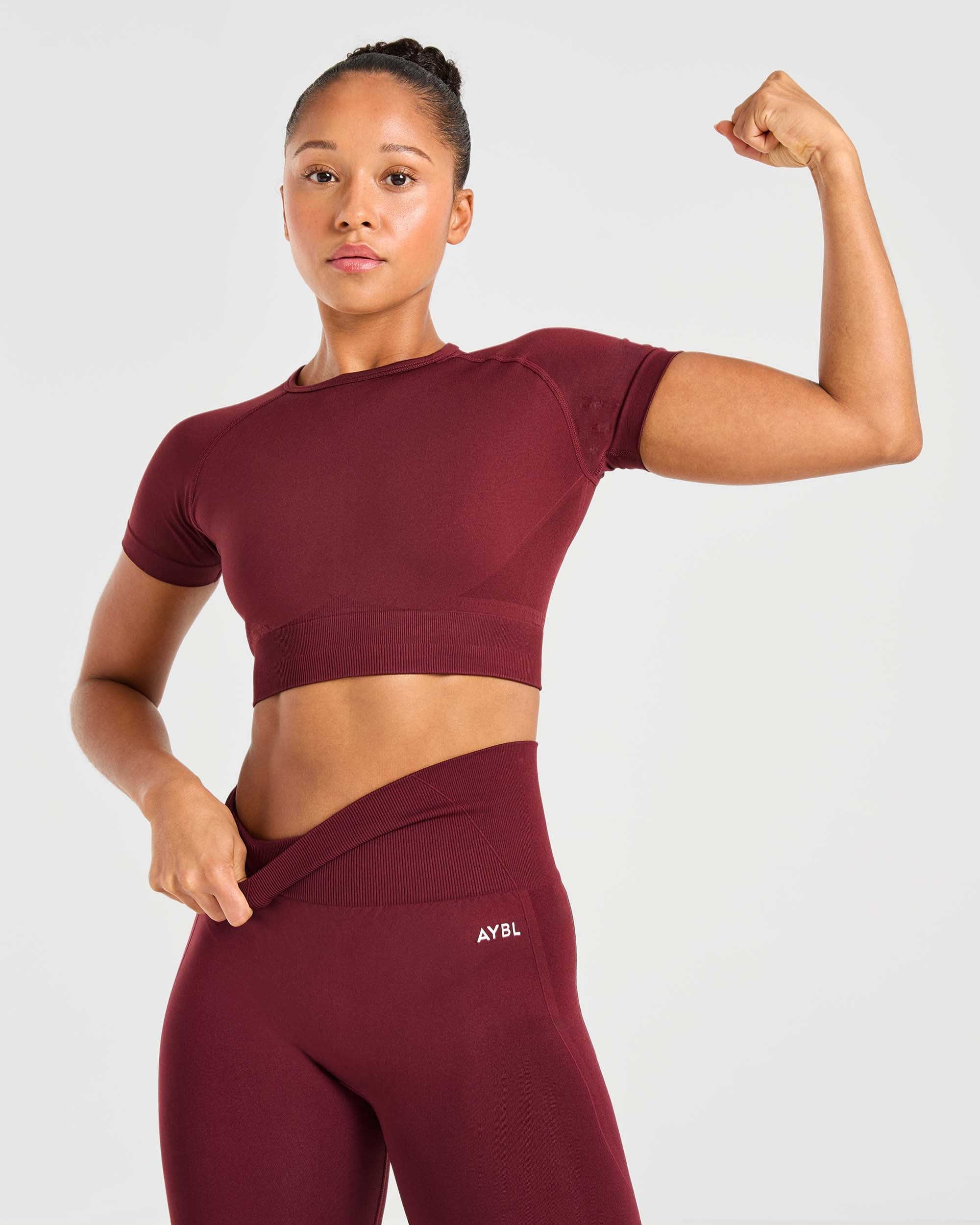 Empower Seamless Crop Top - Rot Wine