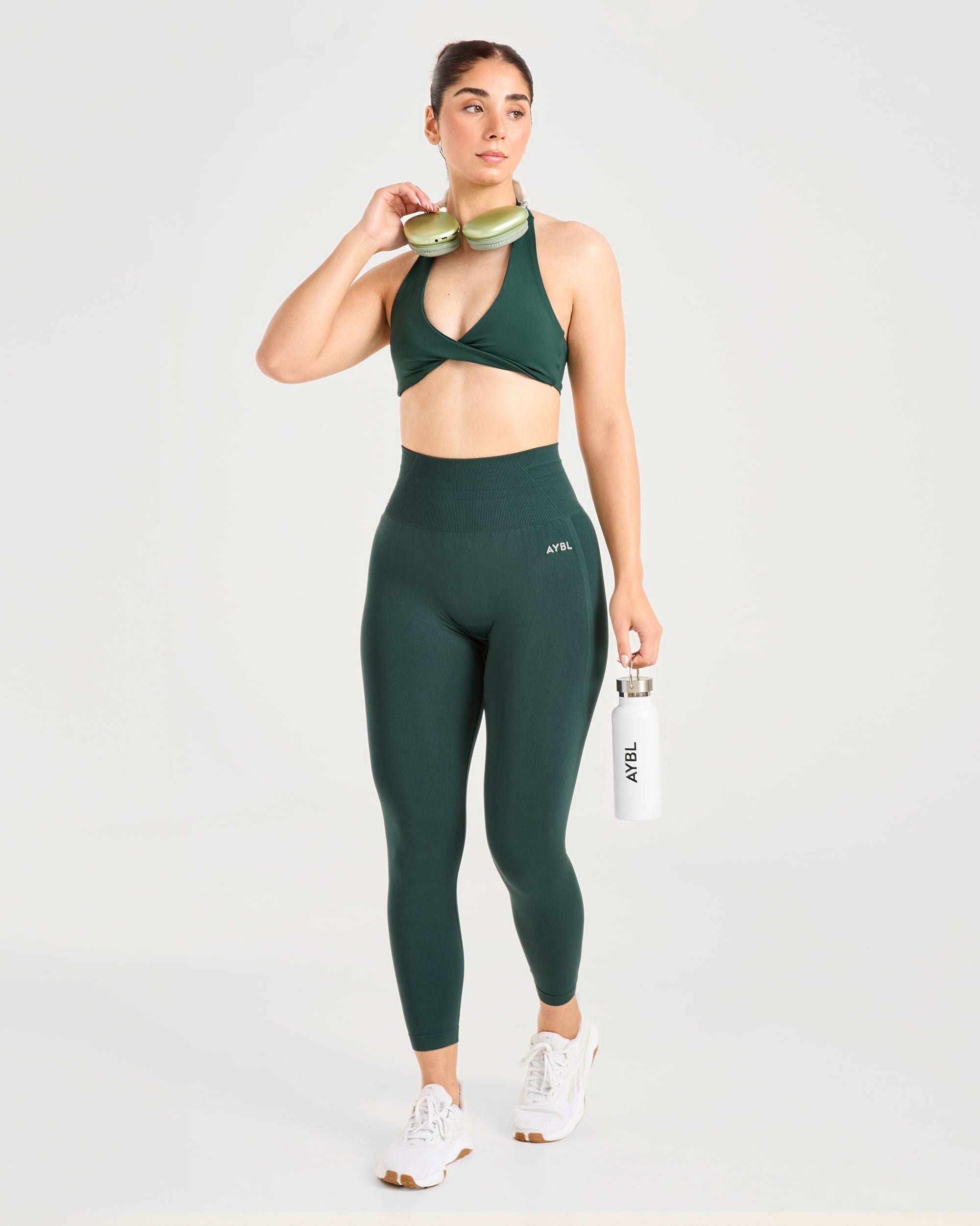 Essential Halterneck Sports Bra - Deep Grün