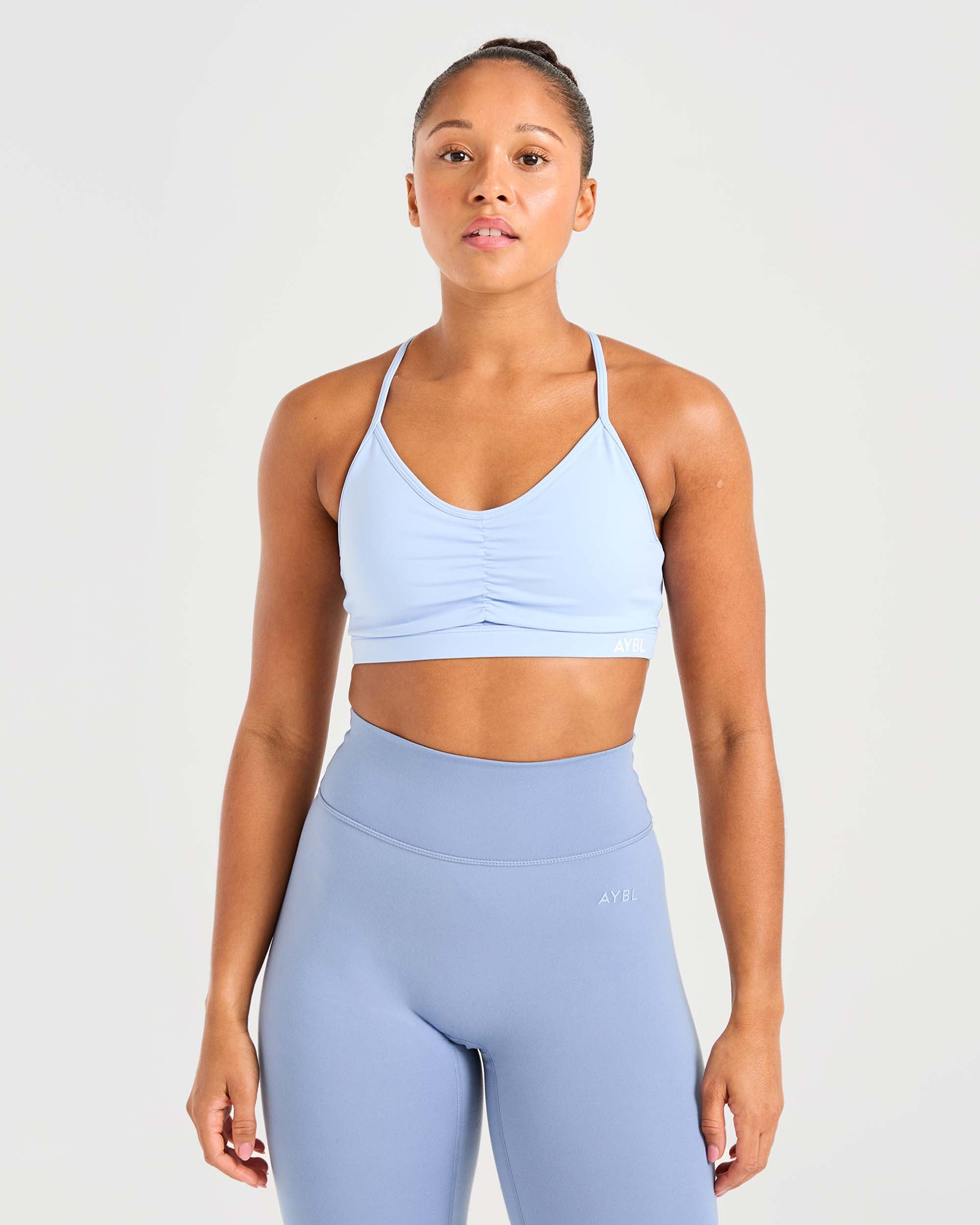 Essential Ruched Sports Bra - Powder Blau