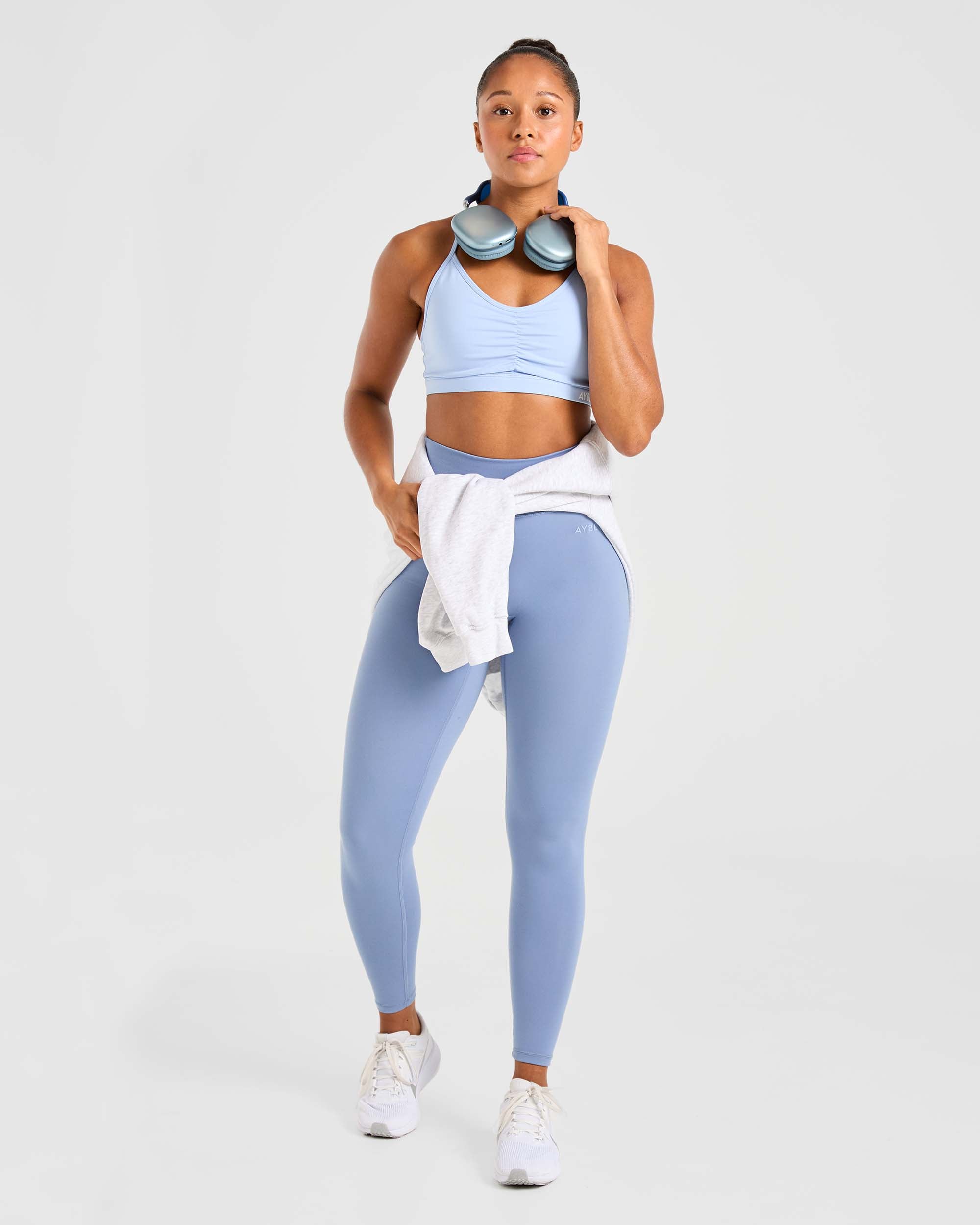 Essential Ruched Sports Bra - Powder Blau