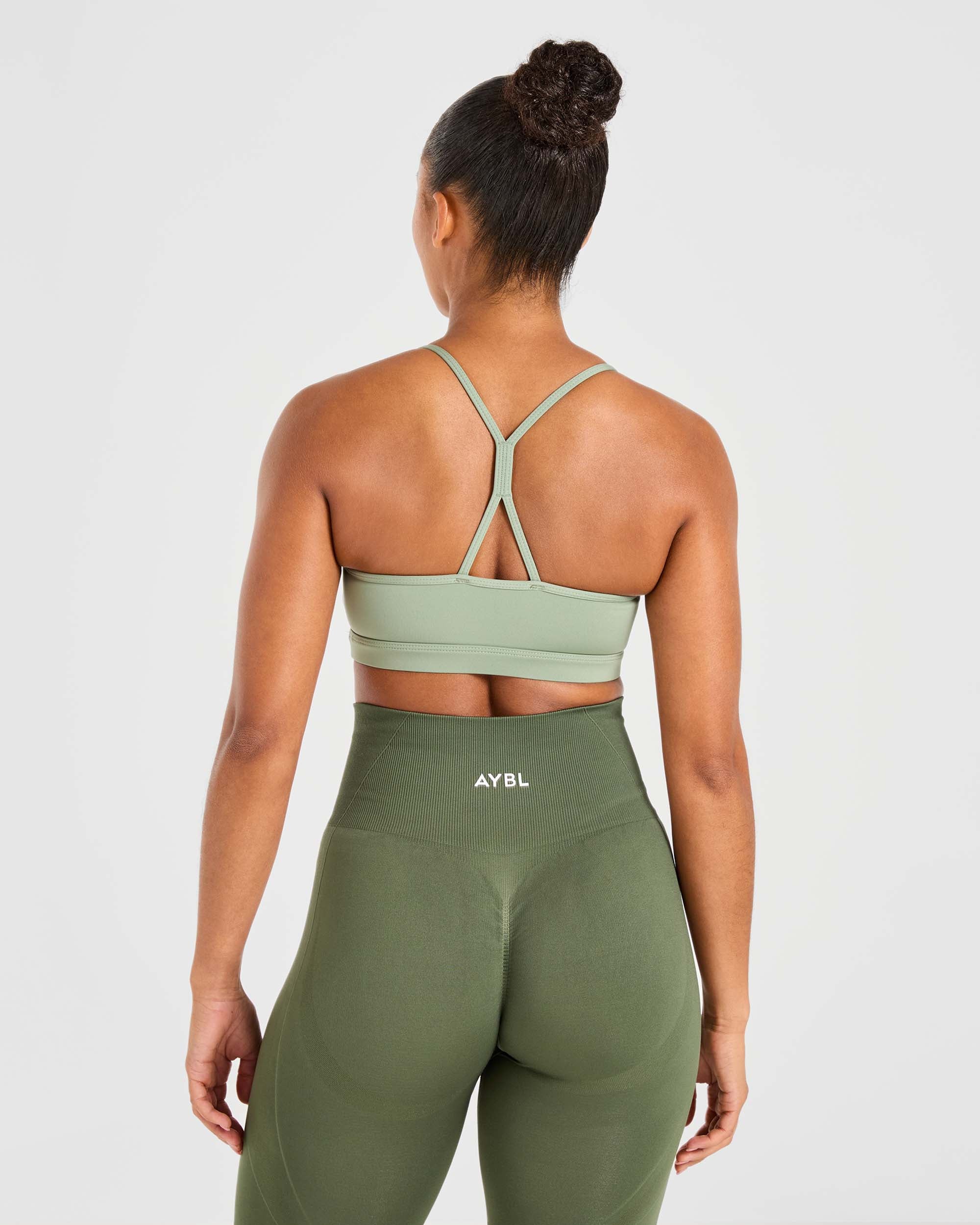 Essential Ruched Sports Bra - Olive Grün