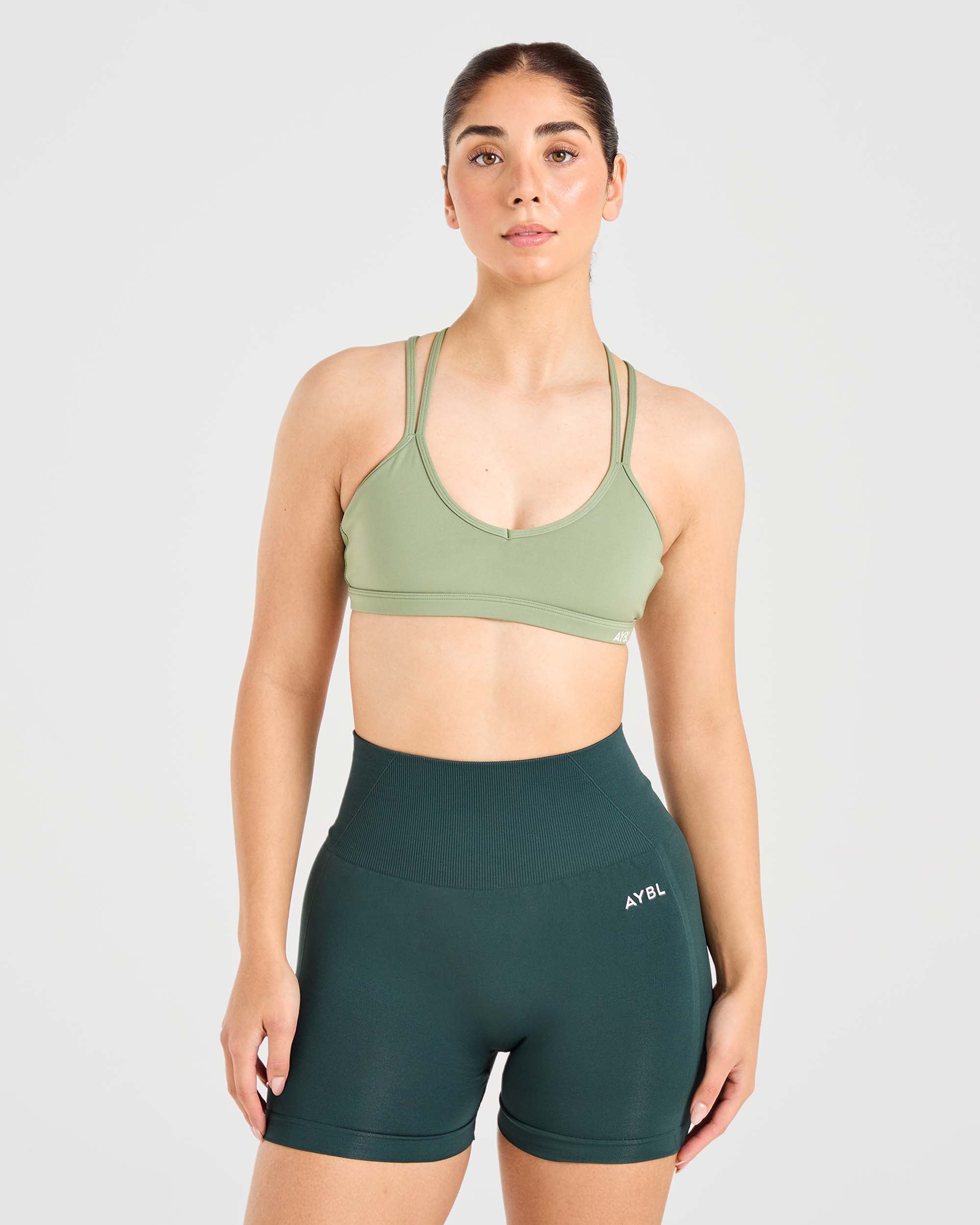 Essential Strappy Sports Bra - Olive Grün