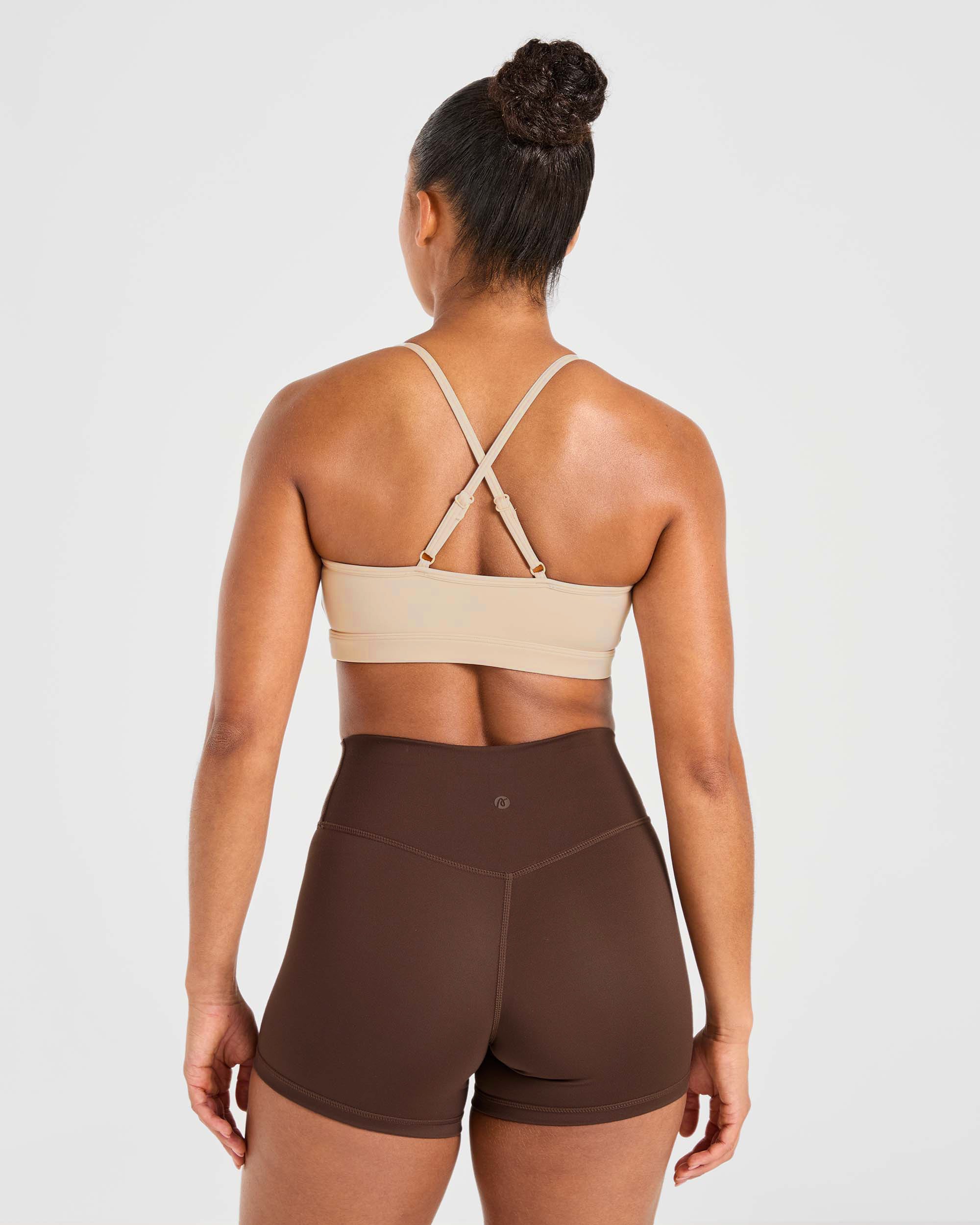 Essential V Neck Sports Bra - Mocha