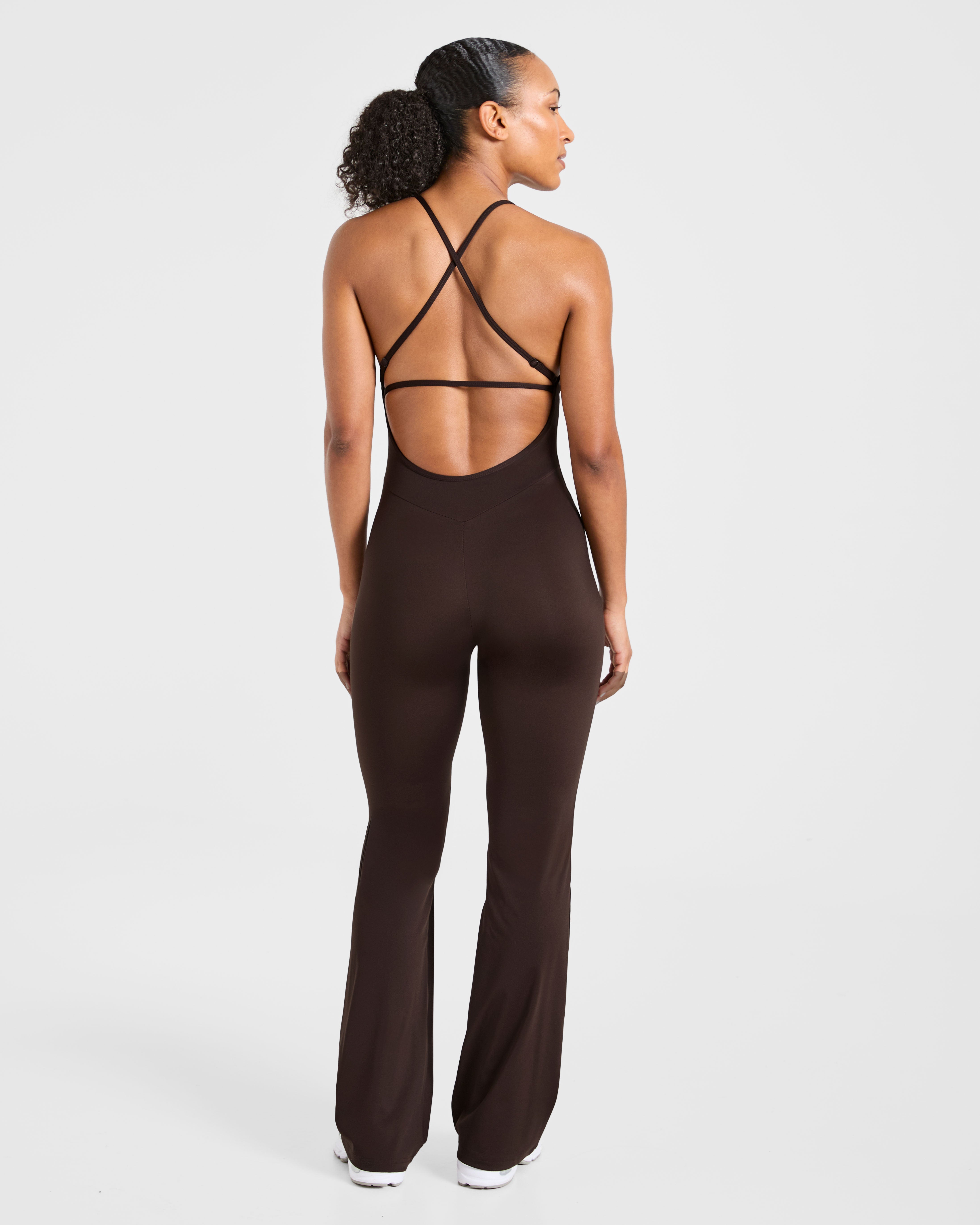 Sculpt Backless Flared All In One - Deep Cocoa Braun