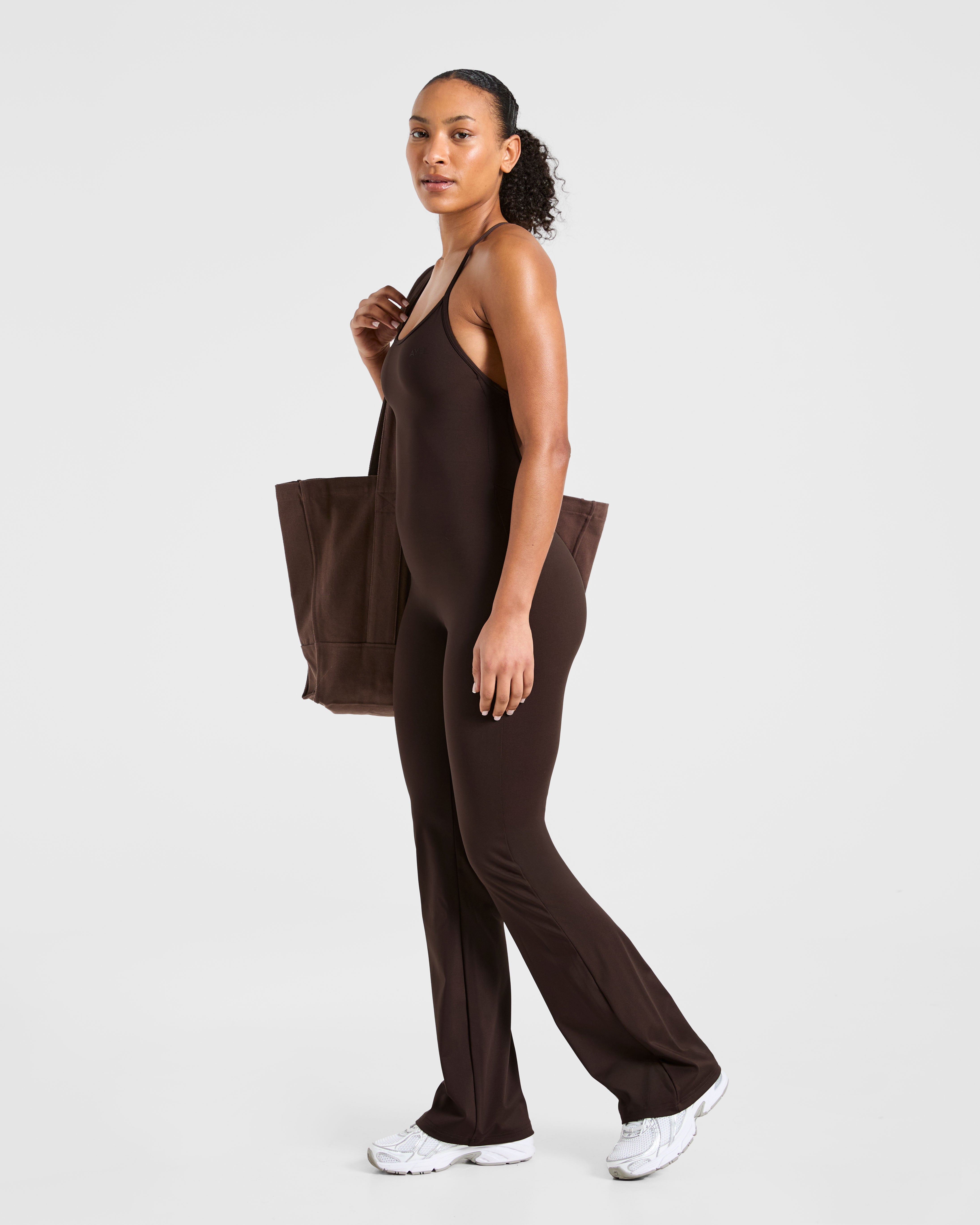 Sculpt Backless Flared All In One - Deep Cocoa Braun
