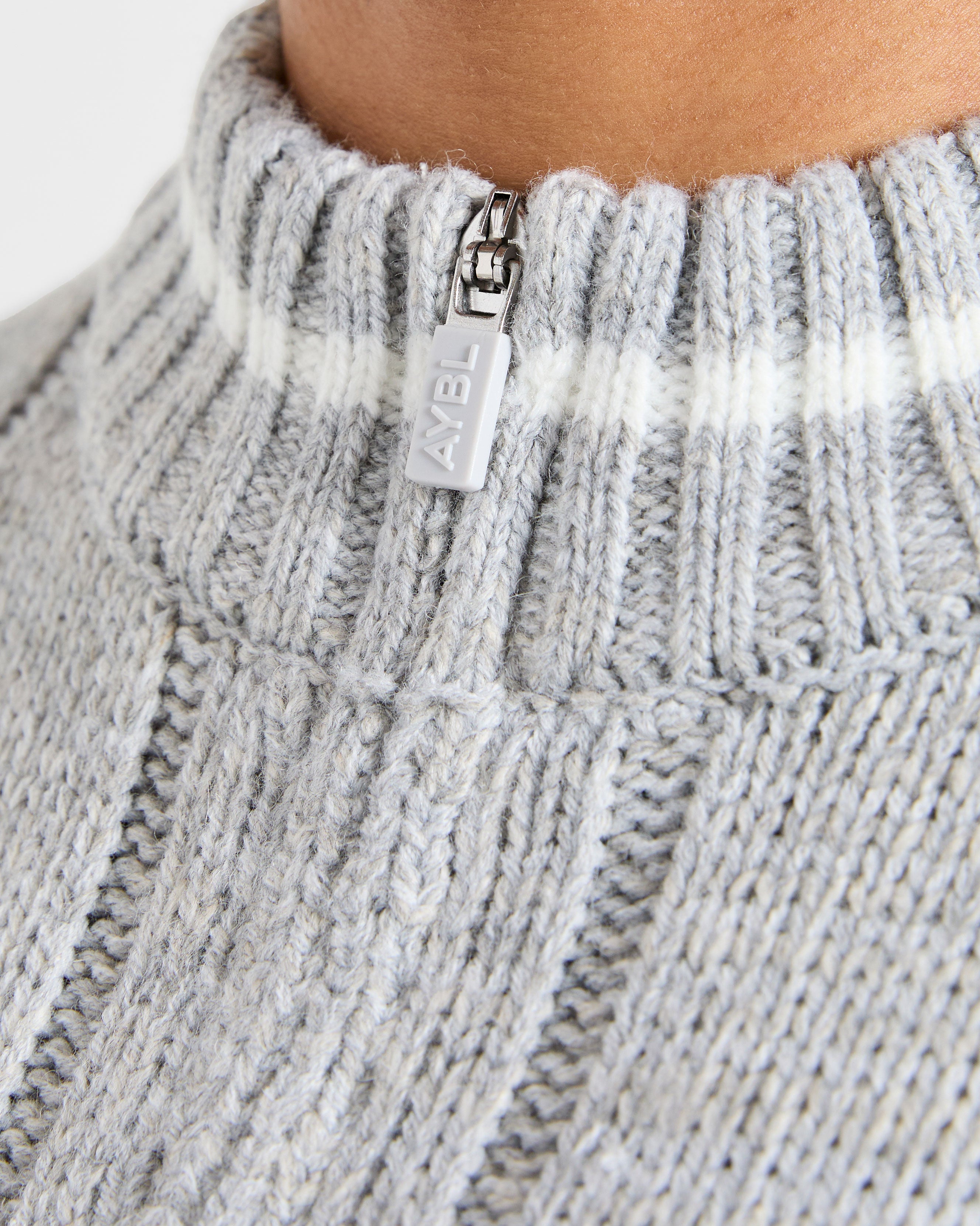 Athletics Oversized Knitted 1/4 Zip - Grau Marl