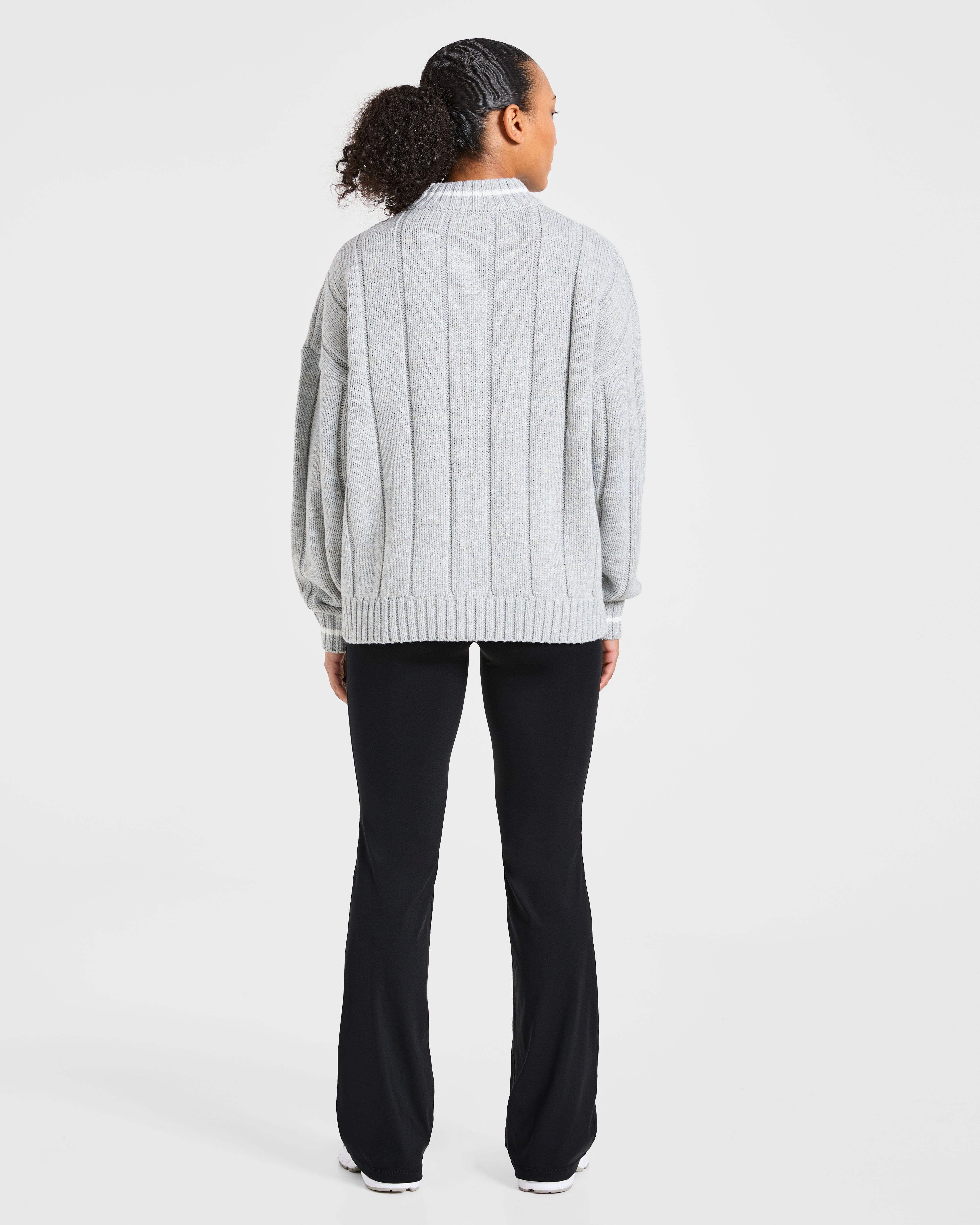 Athletics Oversized Knitted 1/4 Zip - Grau Marl