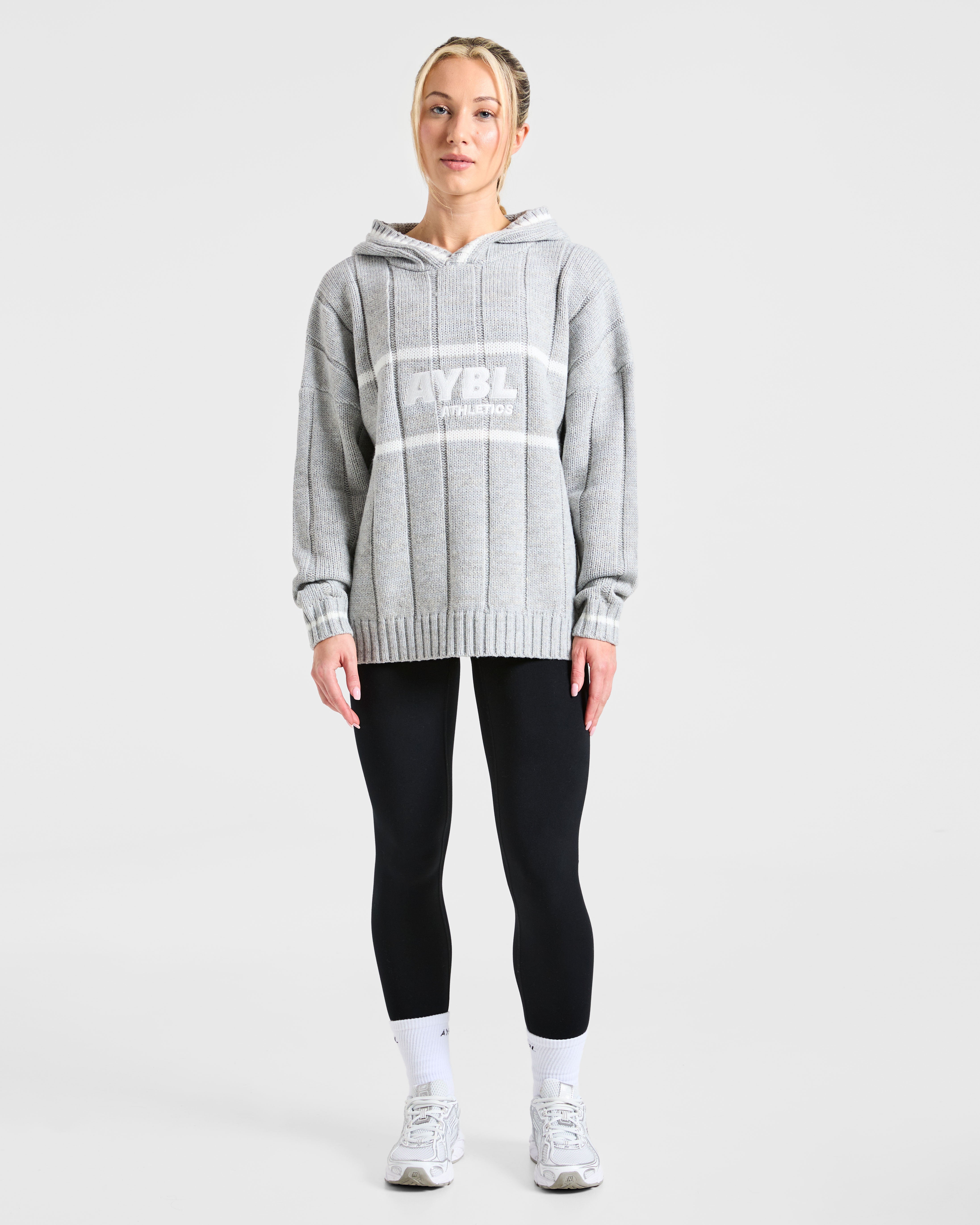 Athletics Oversized Knitted Hoodie - Grau Marl