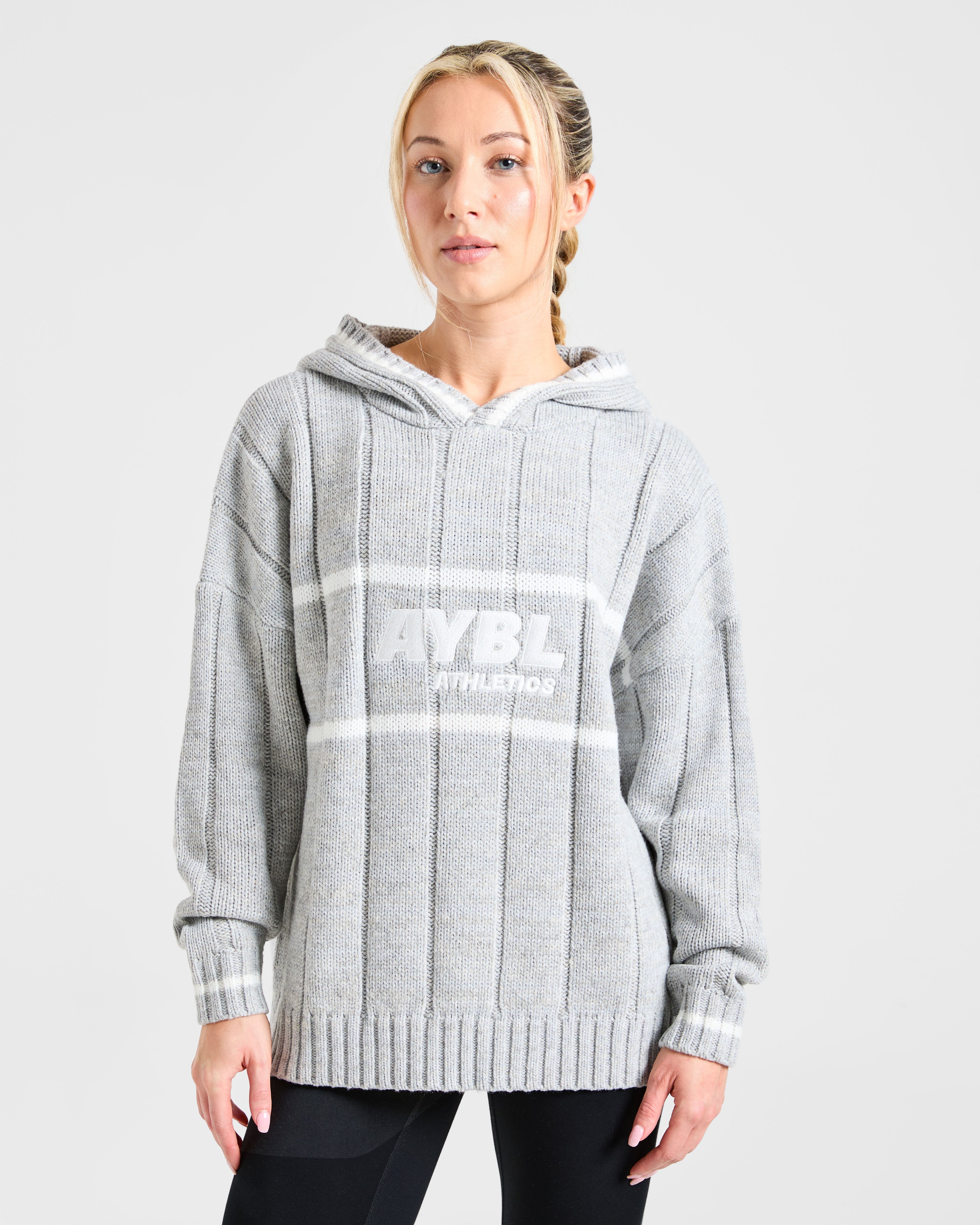 Athletics Oversized Knitted Hoodie - Grau Marl