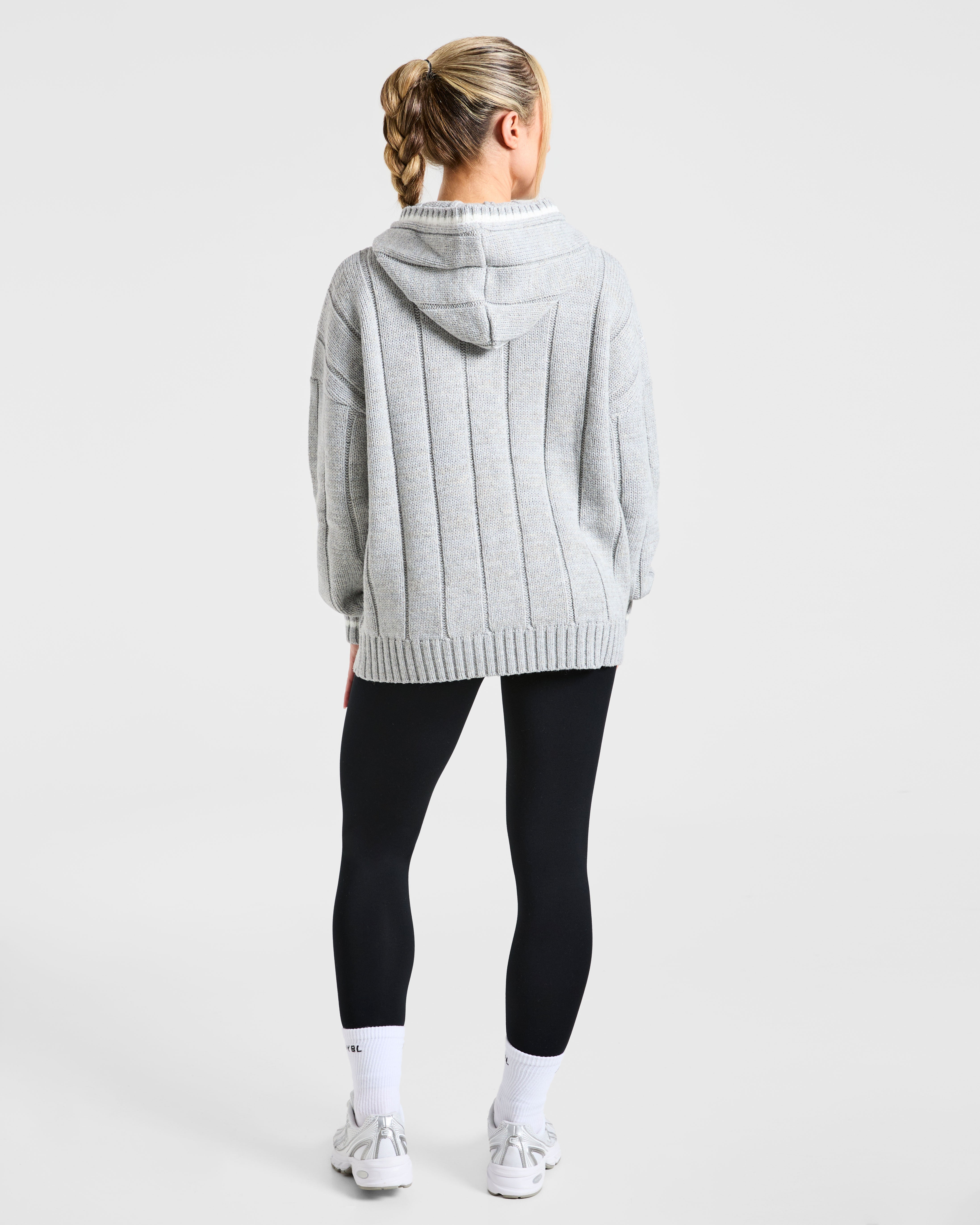 Athletics Oversized Knitted Hoodie - Grau Marl