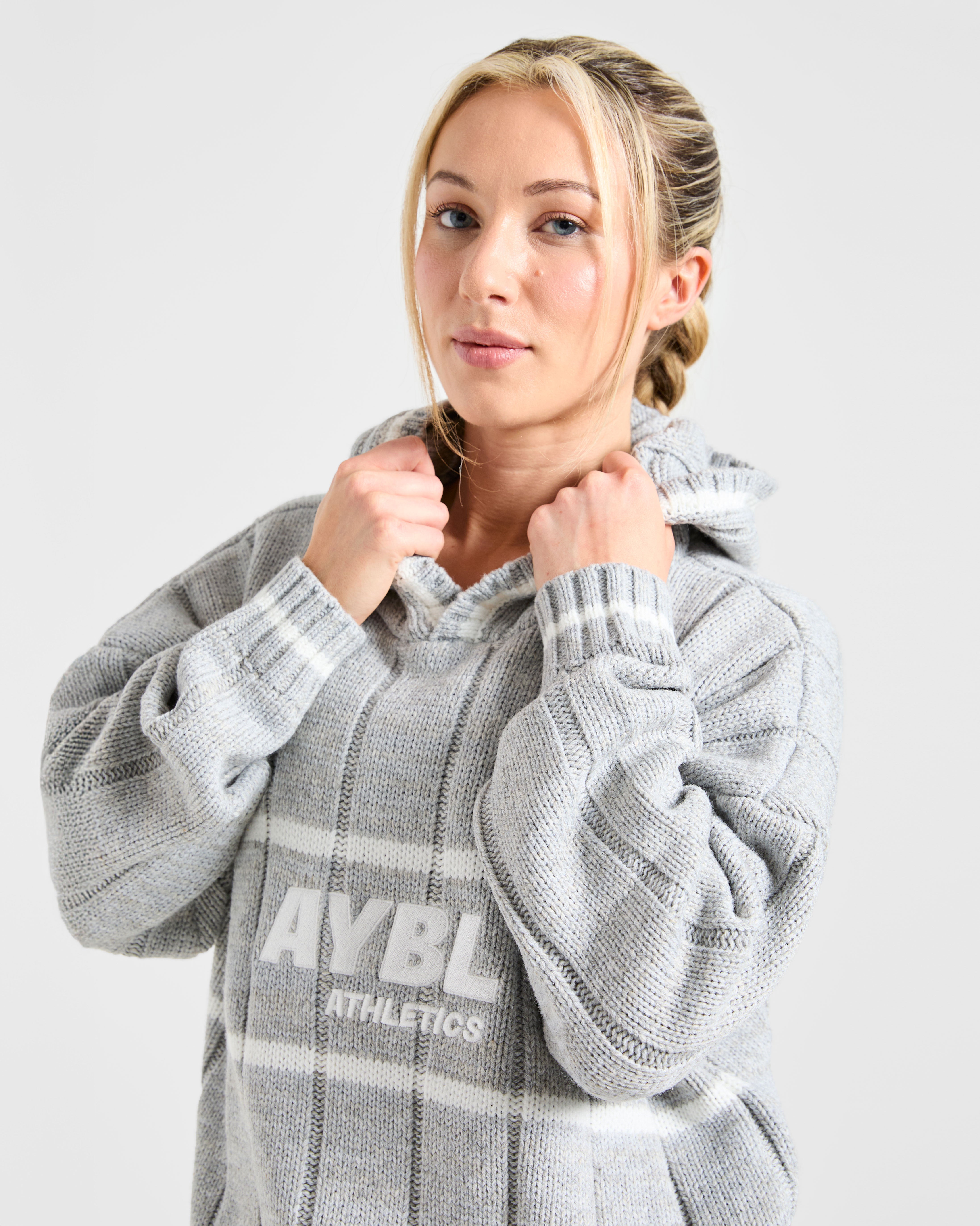 Athletics Oversized Knitted Hoodie - Grau Marl