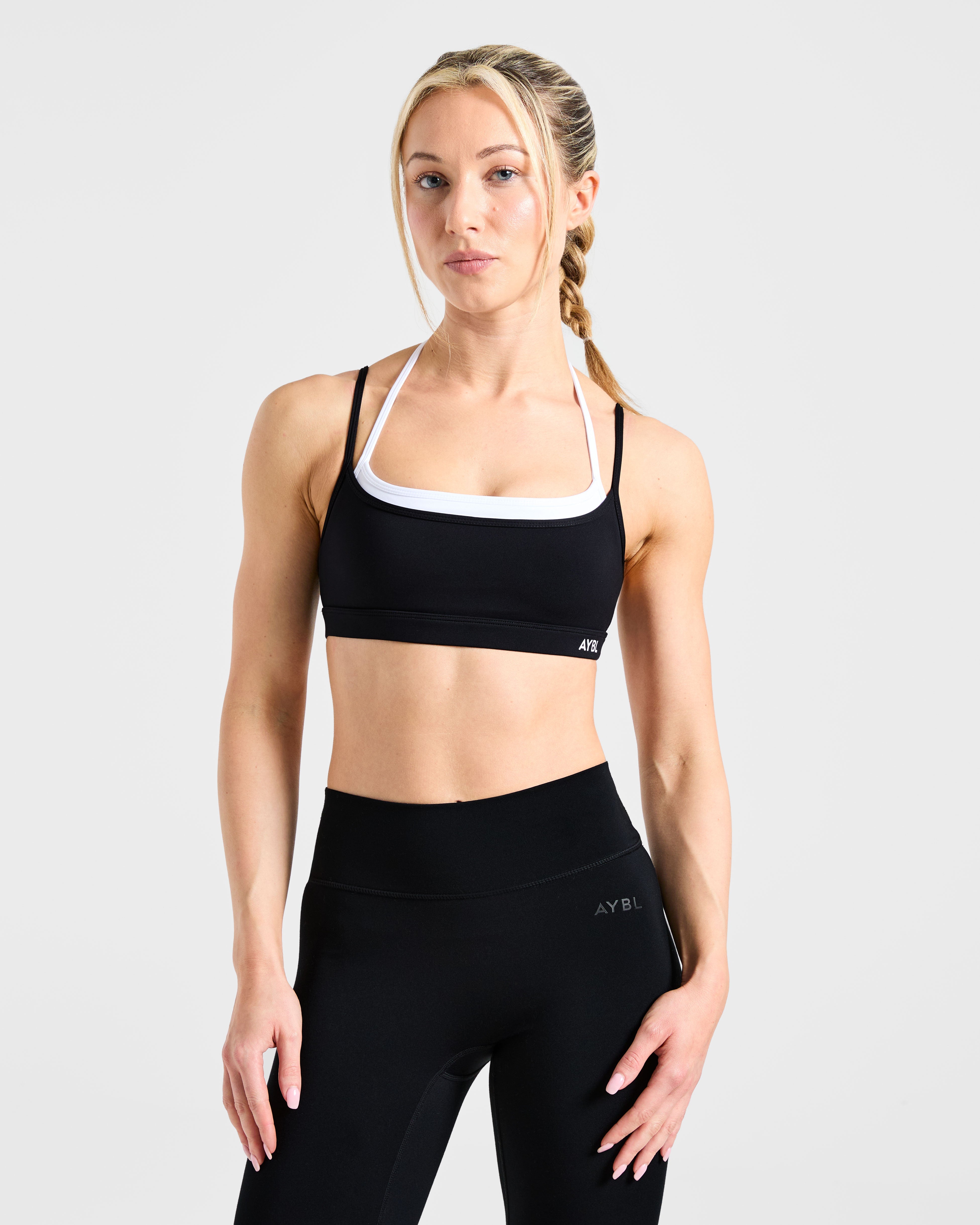 Essential Double Layer Sports Bra - Schwarz/Weiß