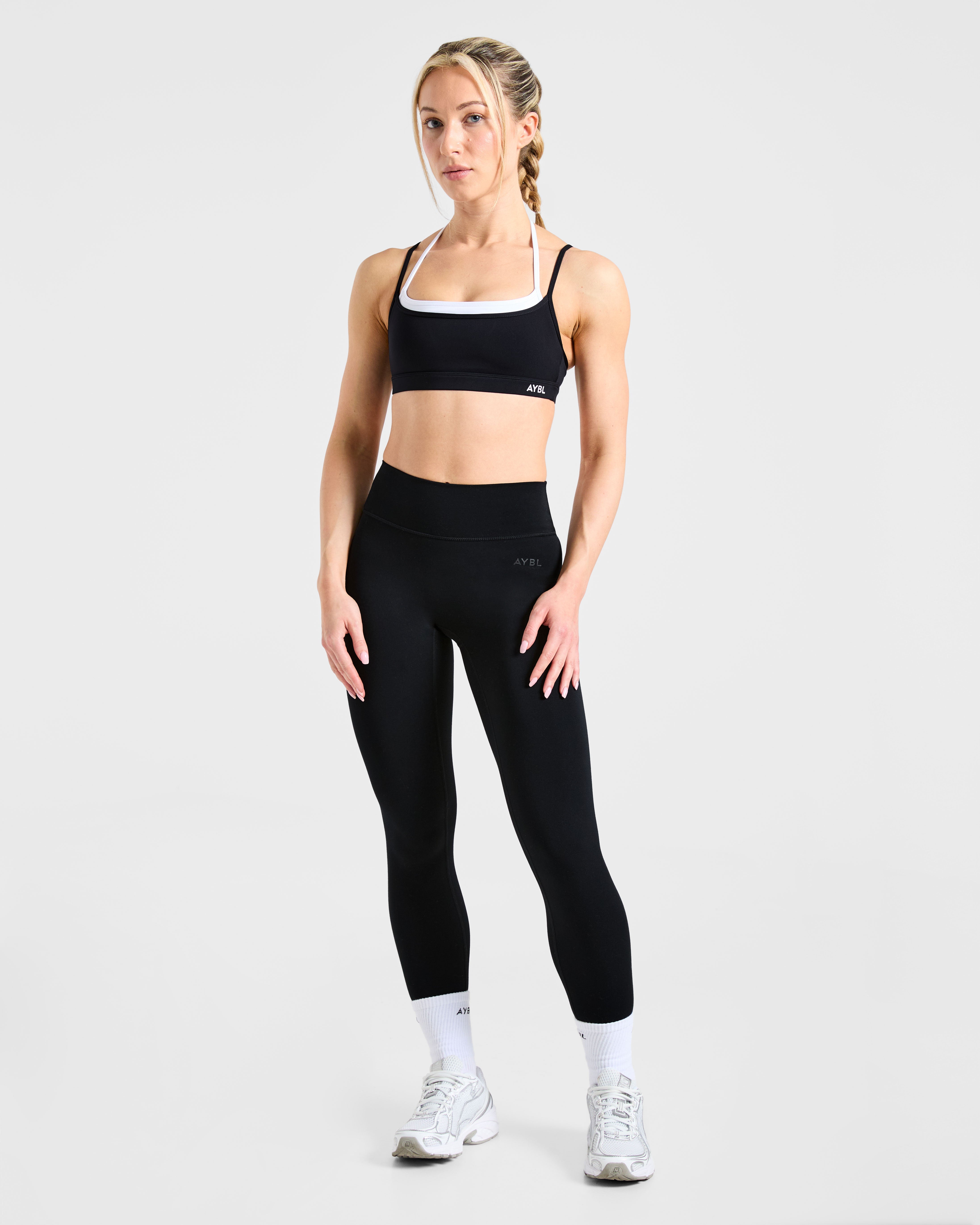Essential Double Layer Sports Bra - Schwarz/Weiß