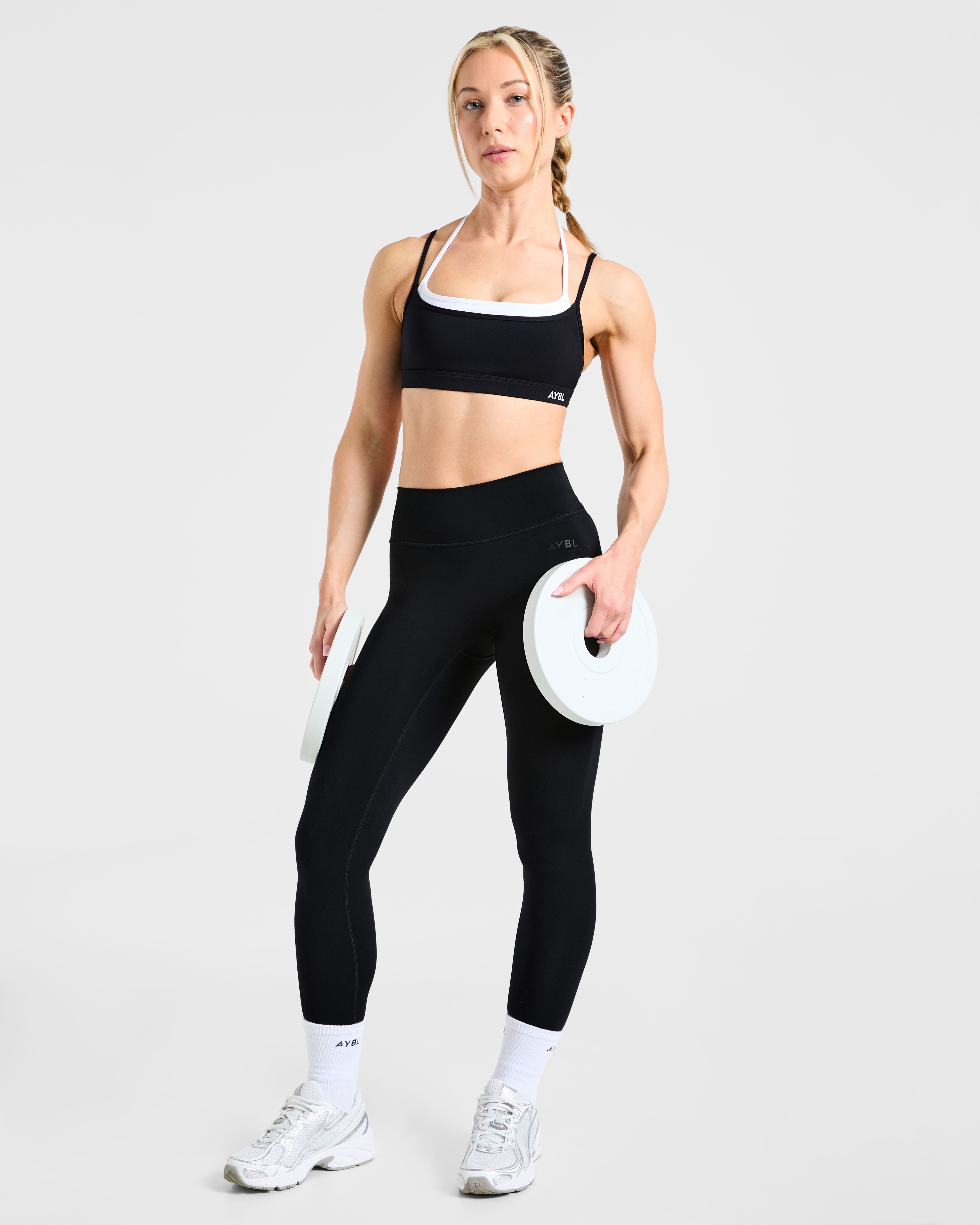 Essential Double Layer Sports Bra - Schwarz/Weiß