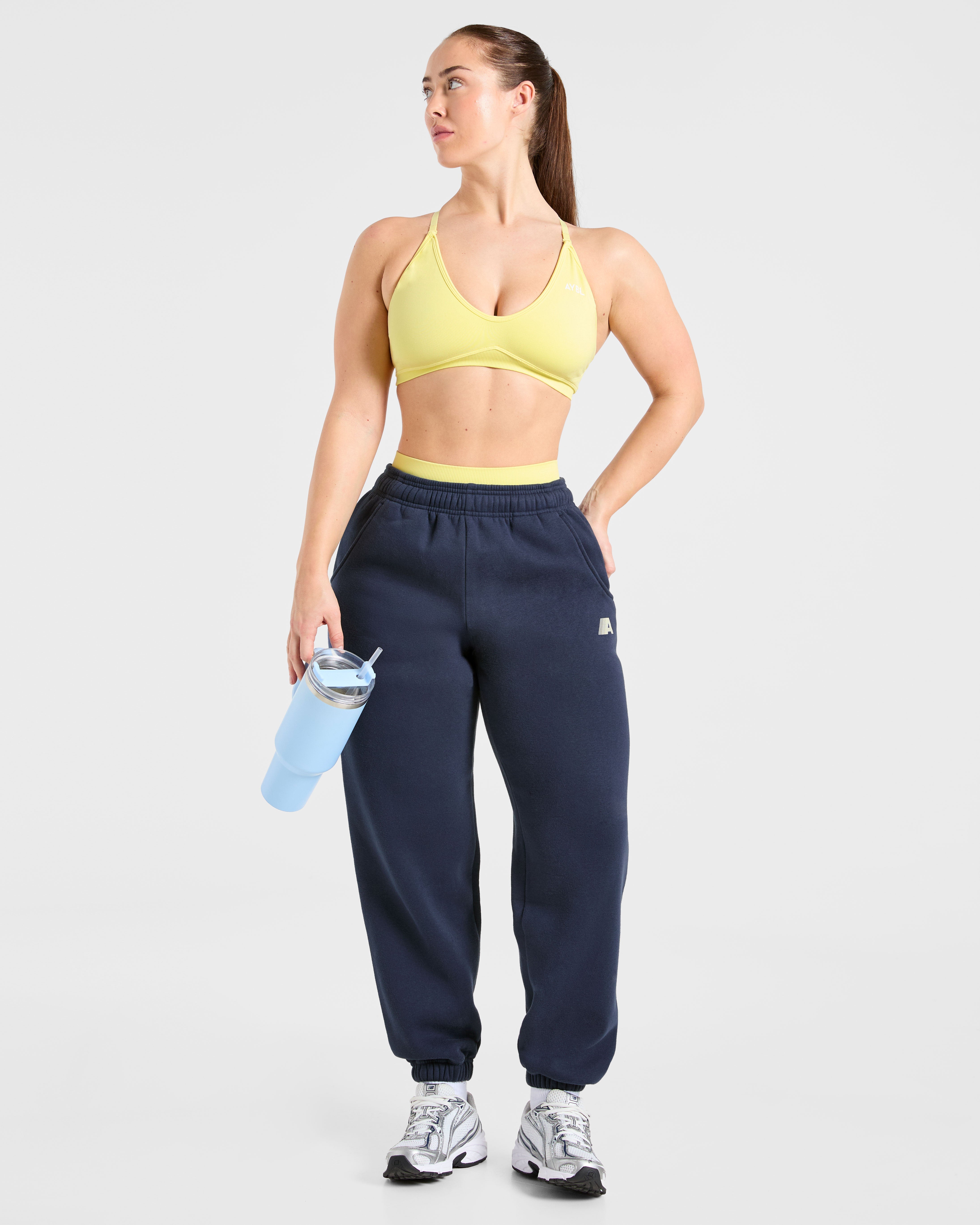 Retro Athletics Oversized Joggers - Navy/Gelb