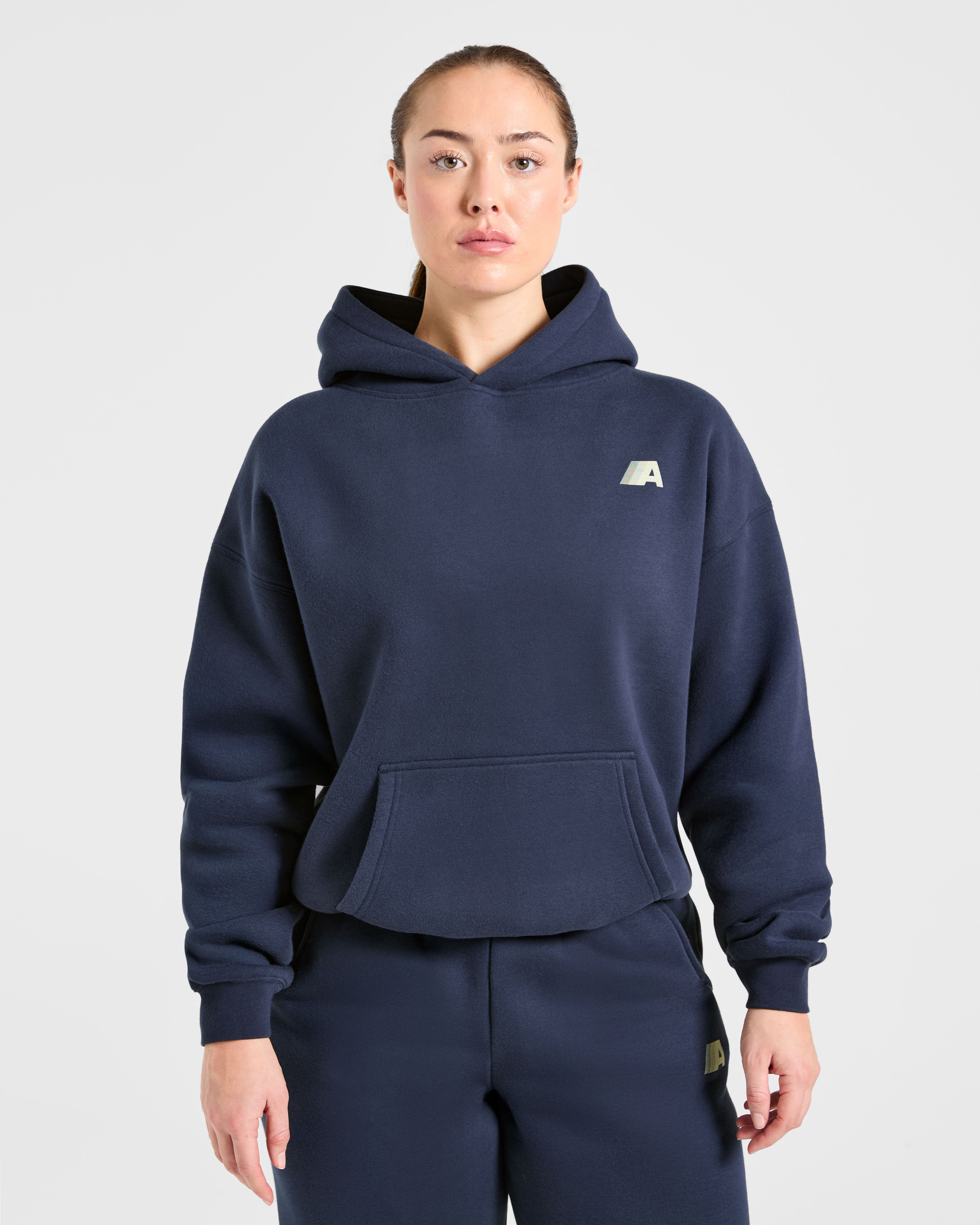 Retro Athletics Oversized Hoodie - Navy/Gelb