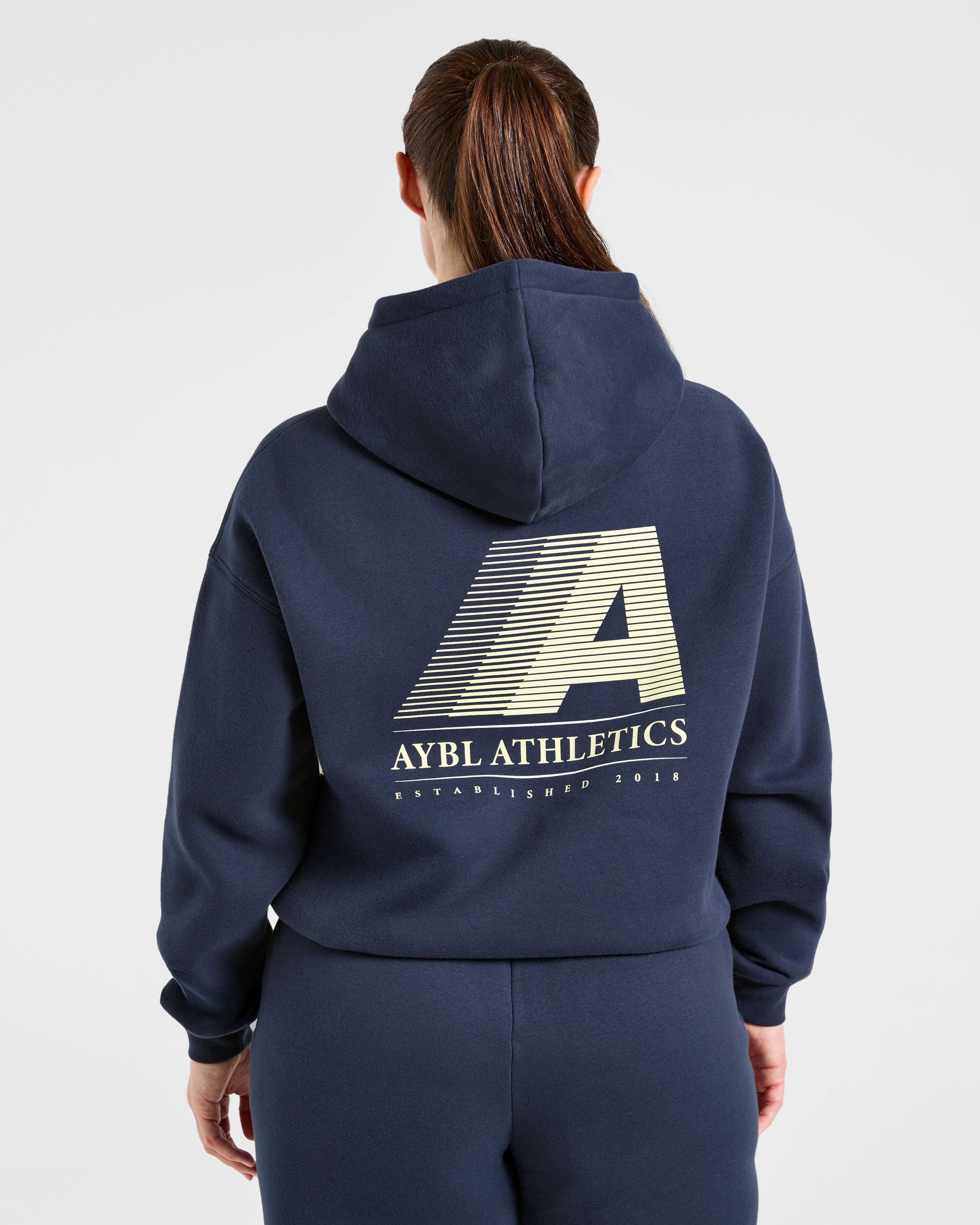Retro Athletics Oversized Hoodie - Navy/Gelb