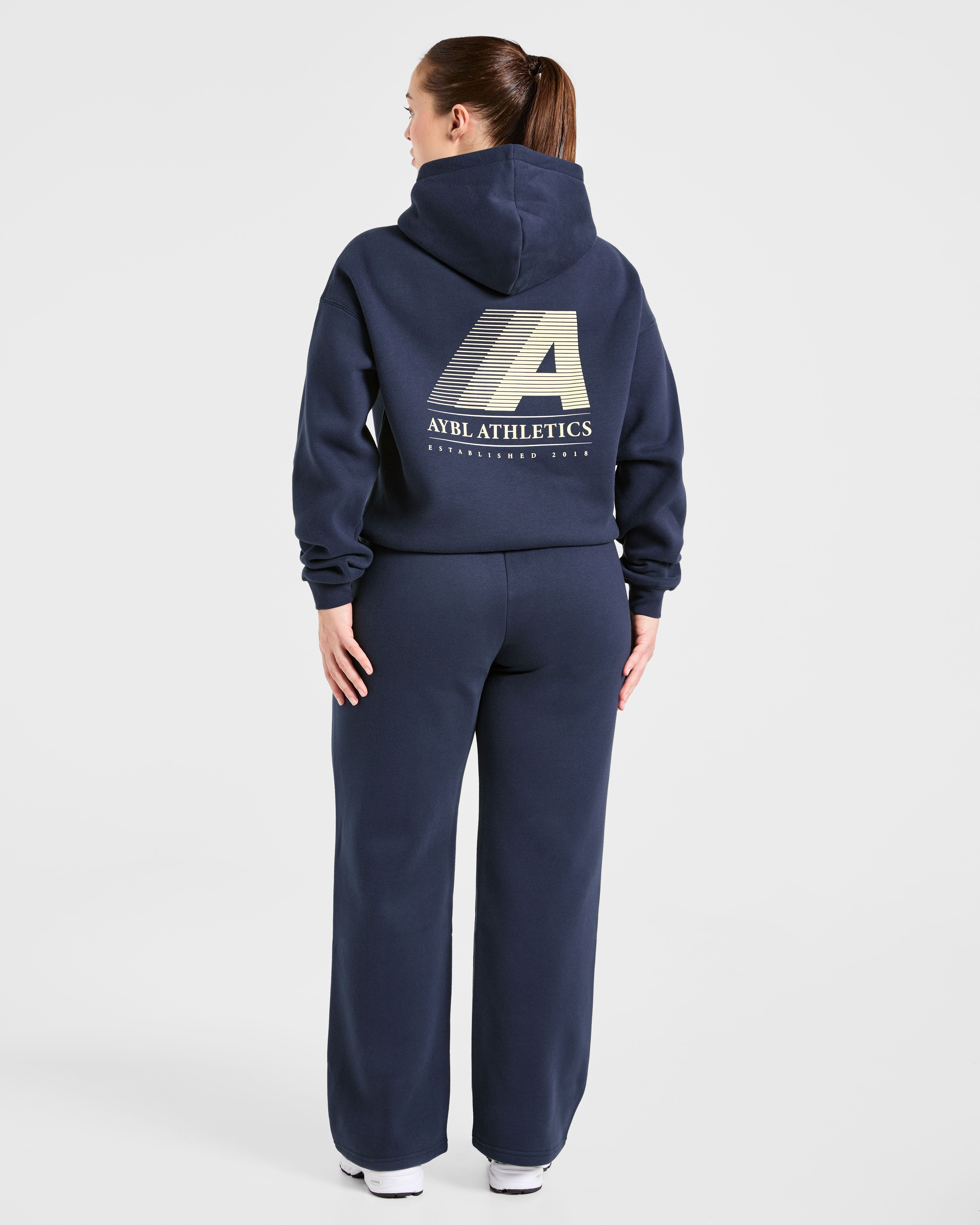 Retro Athletics Oversized Straight Leg Joggers - Navy/Gelb