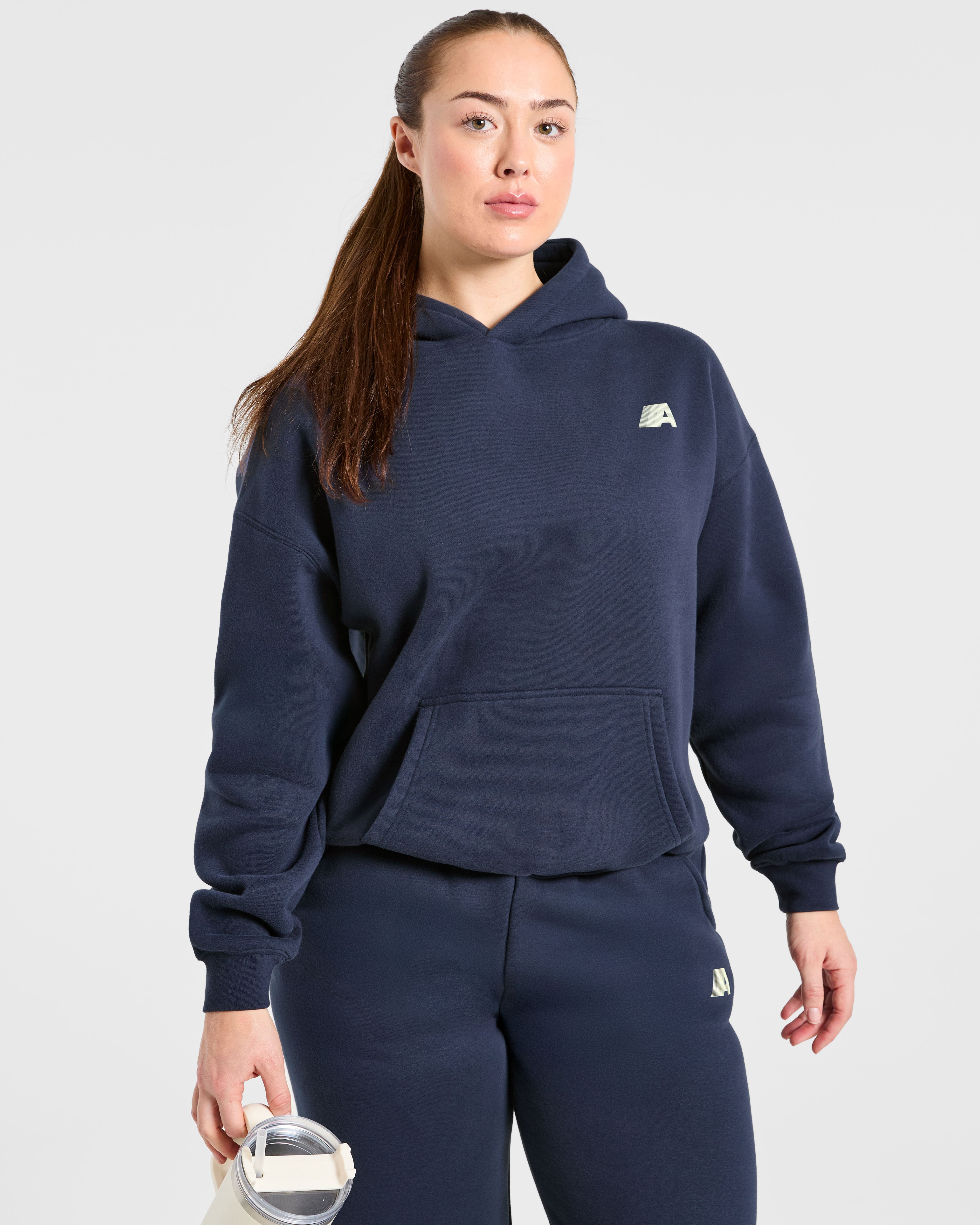Retro Athletics Oversized Hoodie - Navy/Gelb