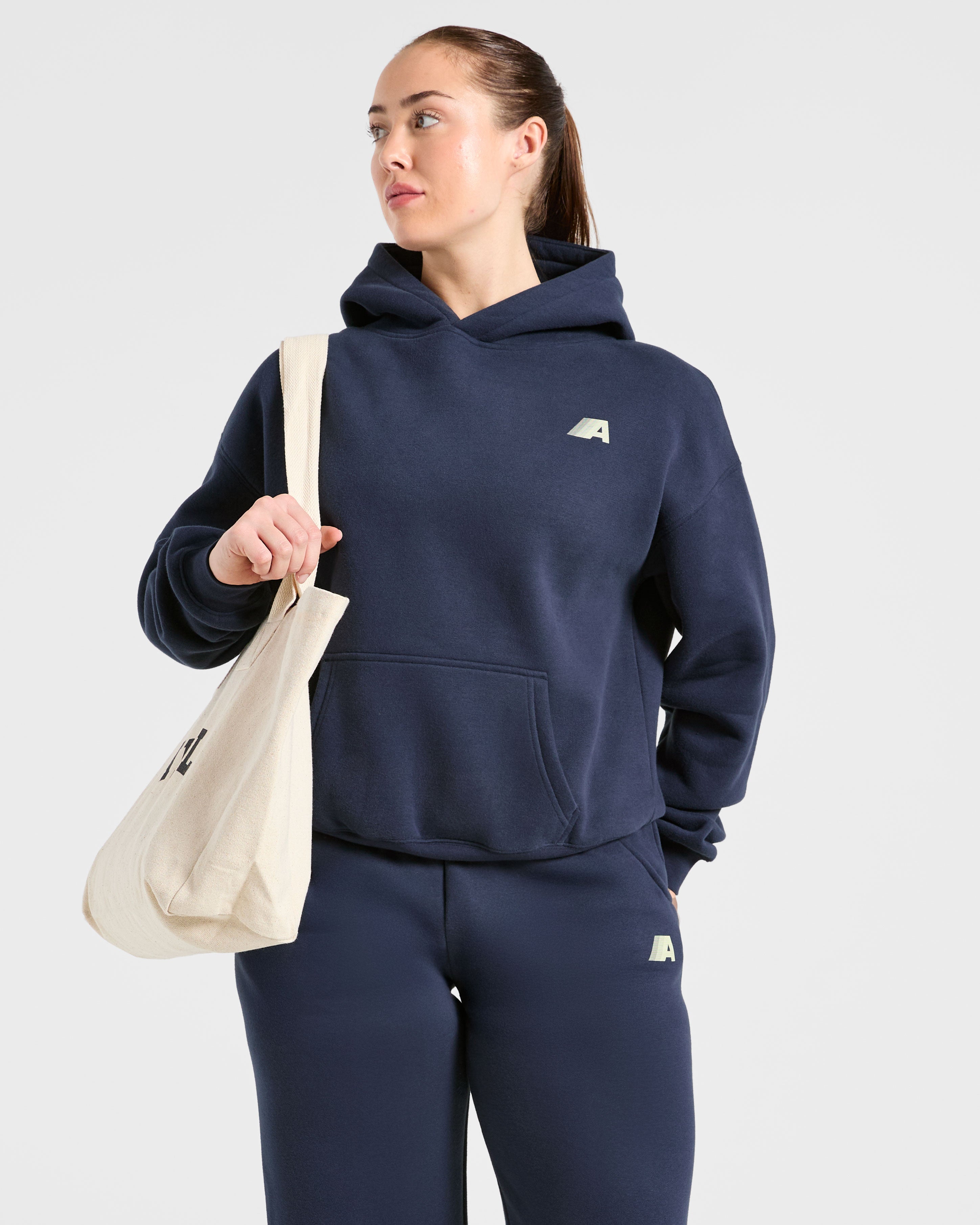 Retro Athletics Oversized Hoodie - Navy/Gelb