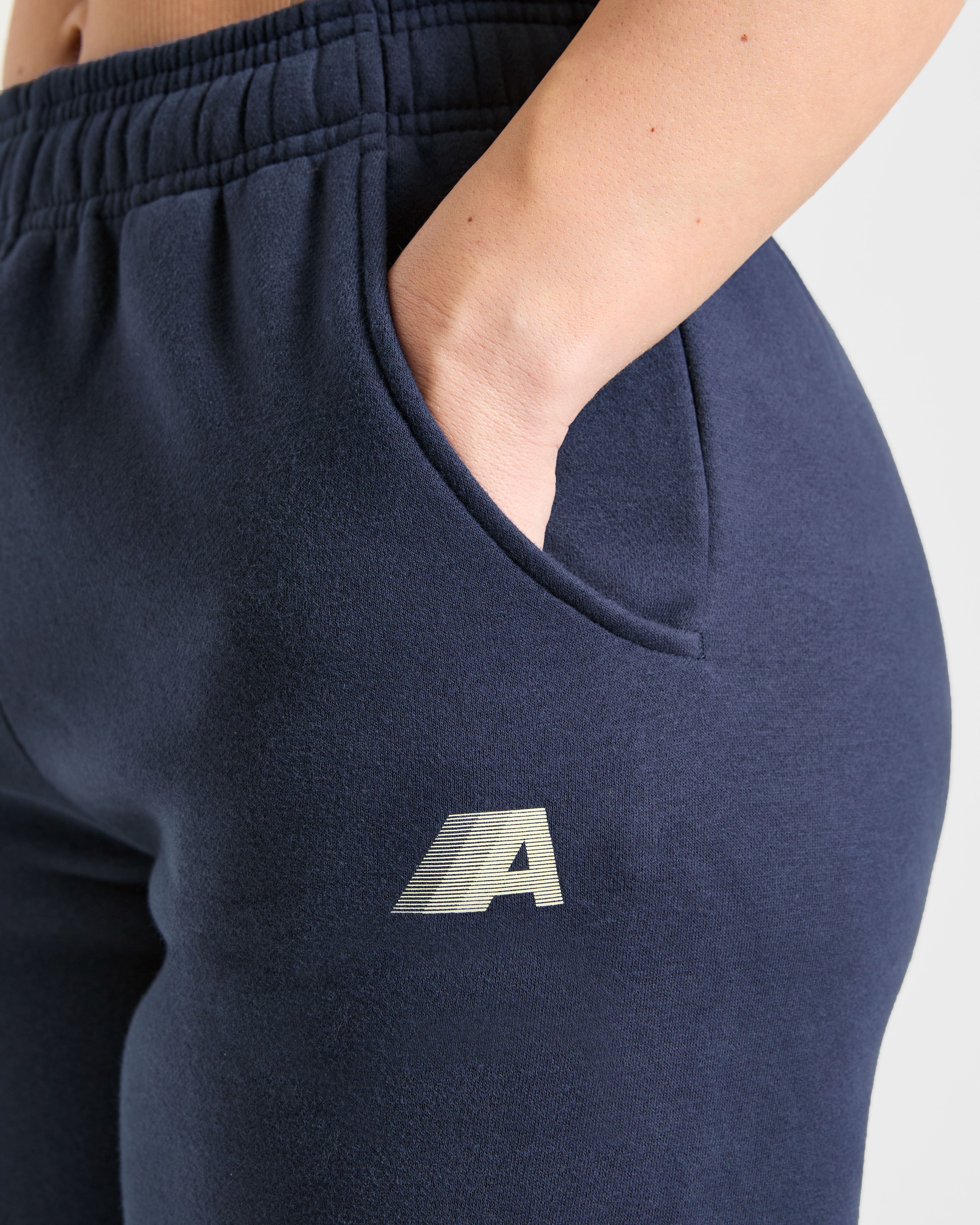 Retro Athletics Oversized Straight Leg Joggers - Navy/Gelb
