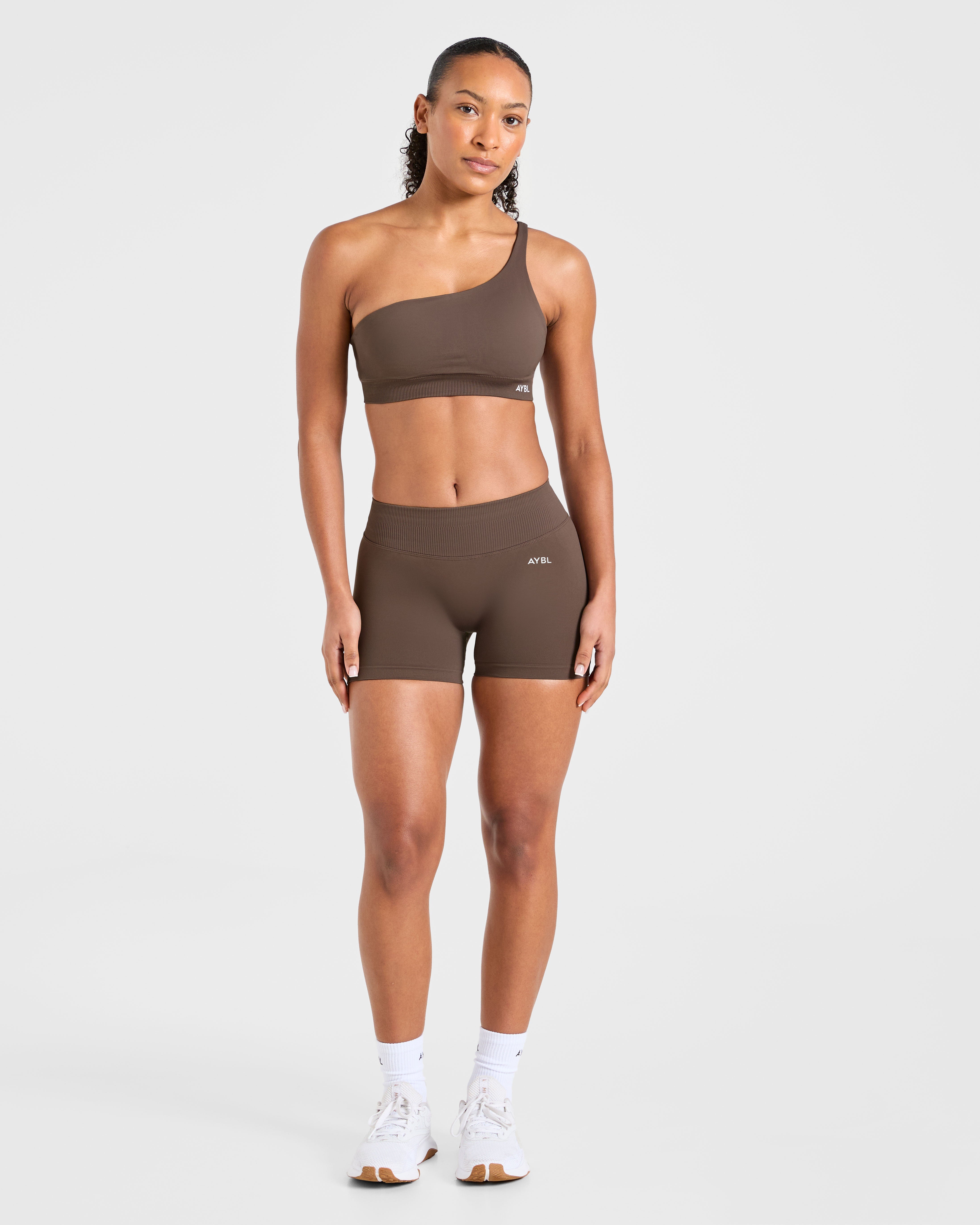 Enhance Seamless One Shoulder Sports Bra - Braun