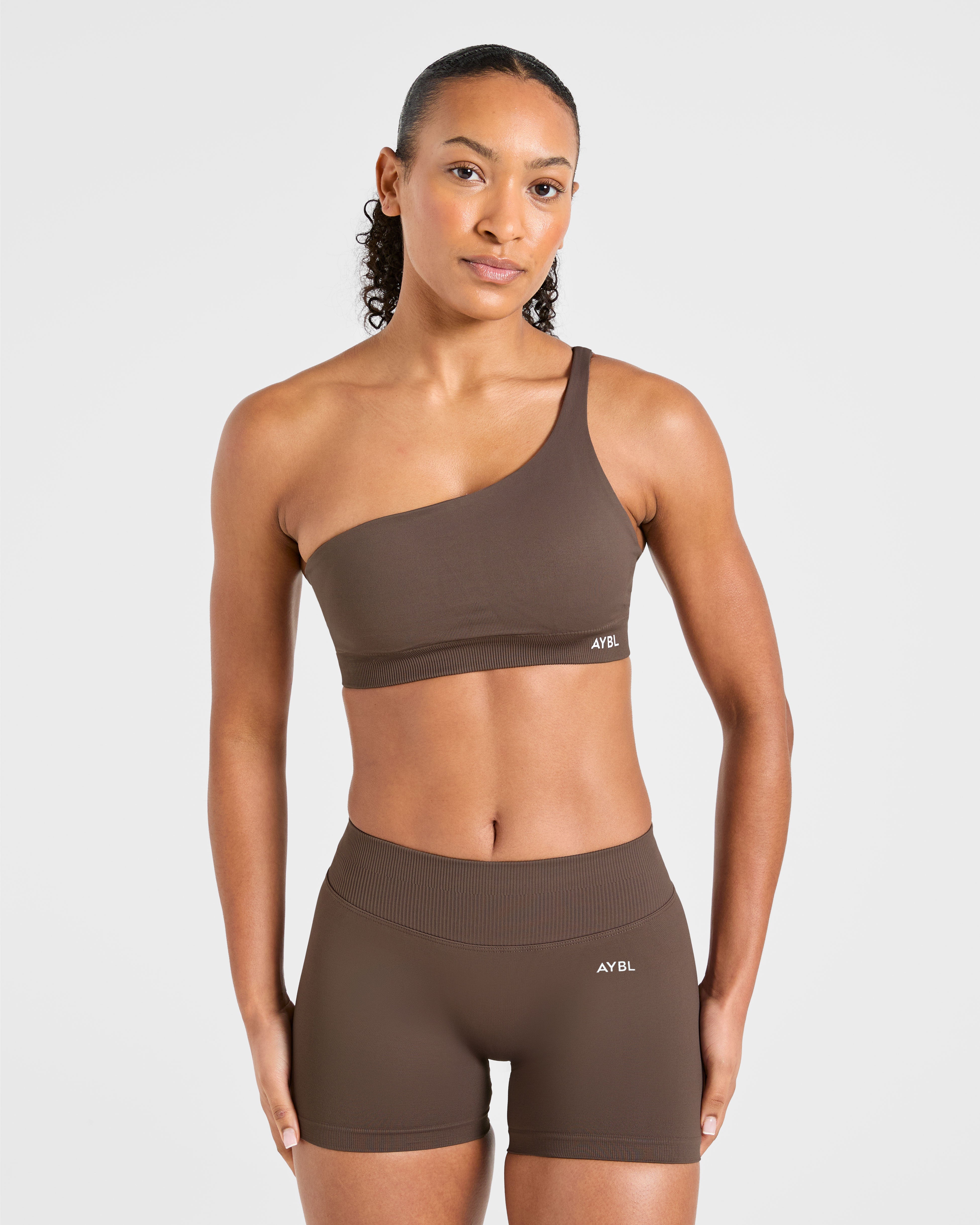 Enhance Seamless One Shoulder Sports Bra - Braun