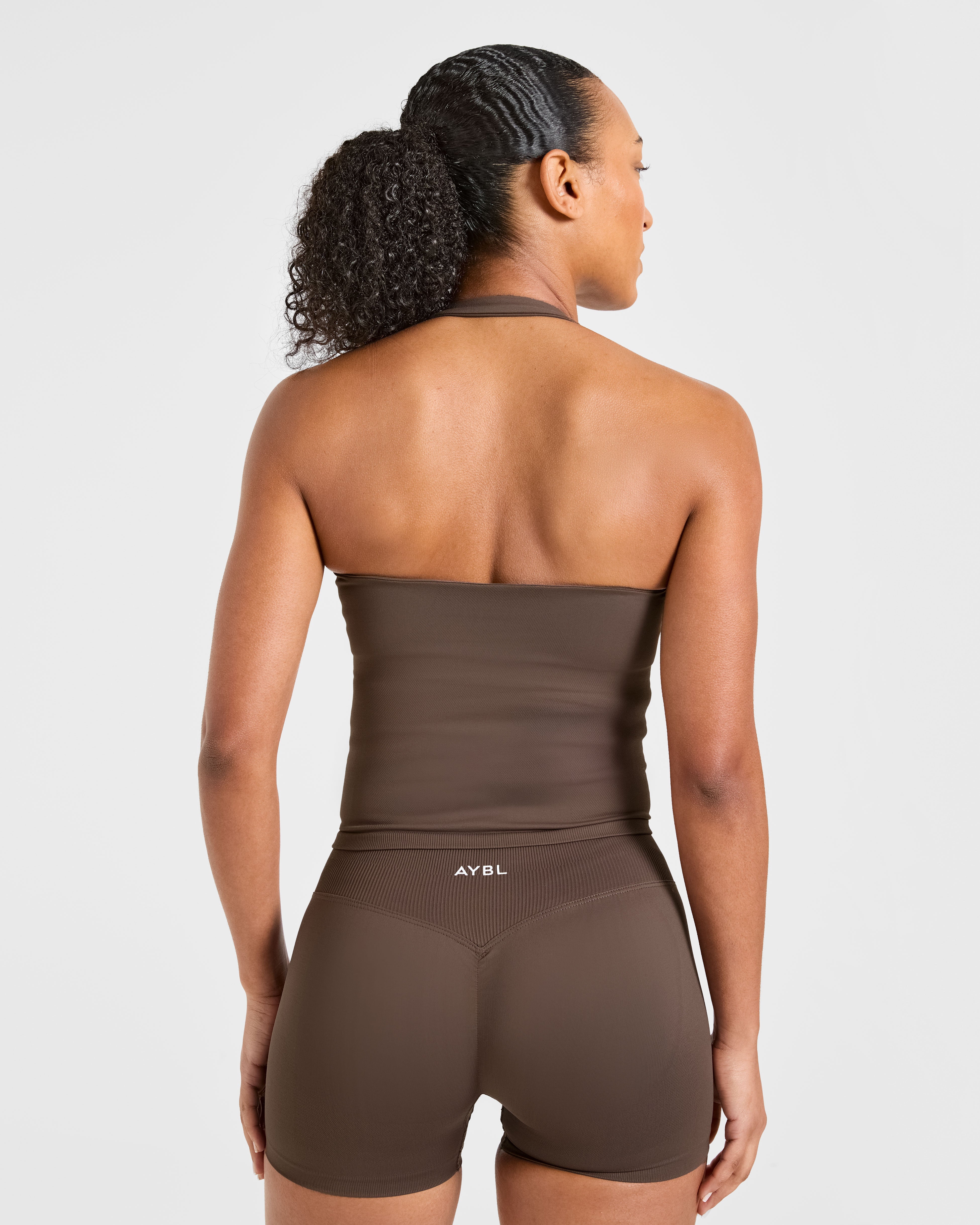 Enhance Seamless Halterneck Top - Braun