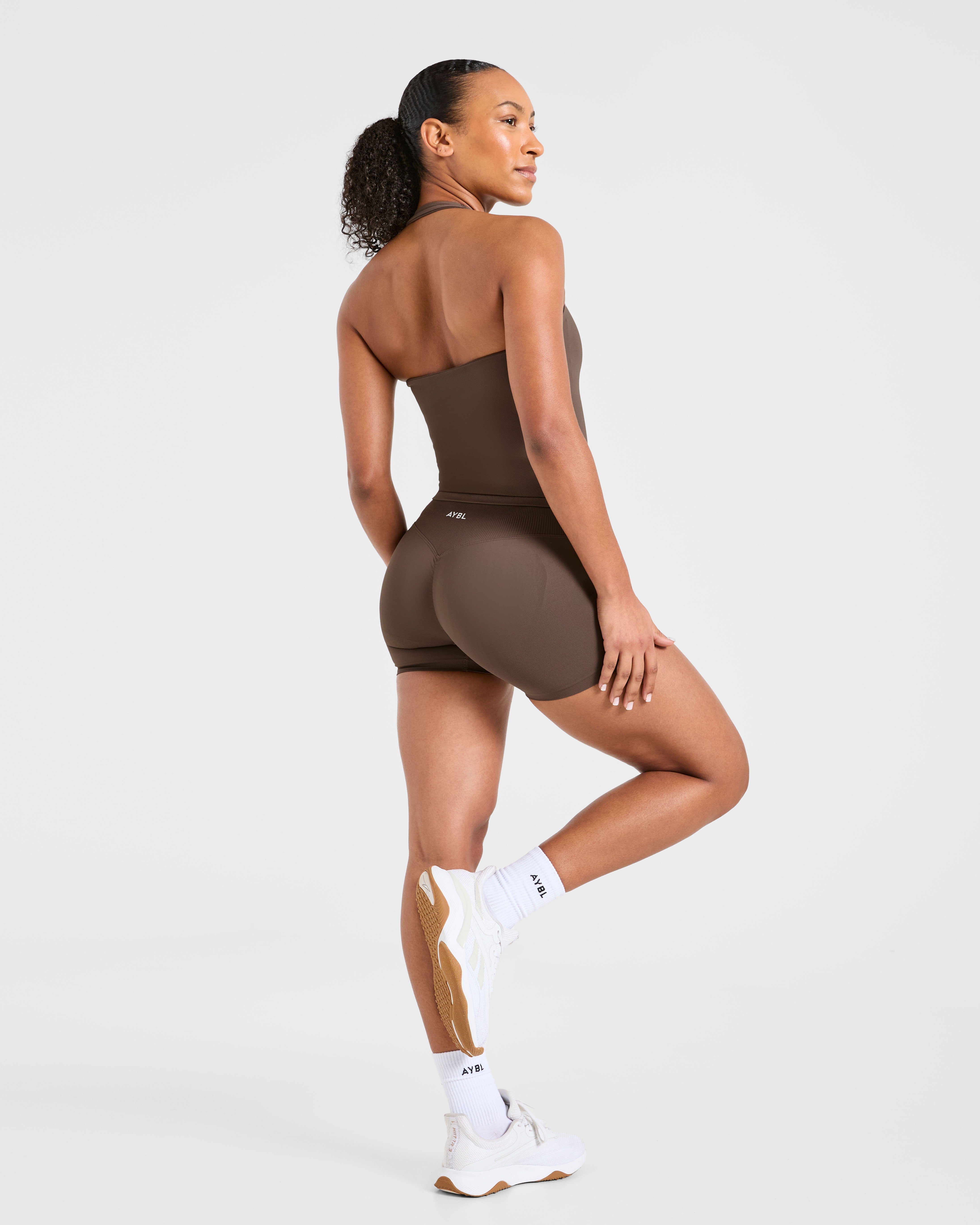 Enhance Seamless Halterneck Top - Braun